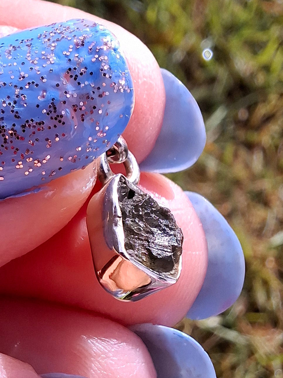 Moldavite Pendant, 925 Silver, Tektite (Ref: P53)