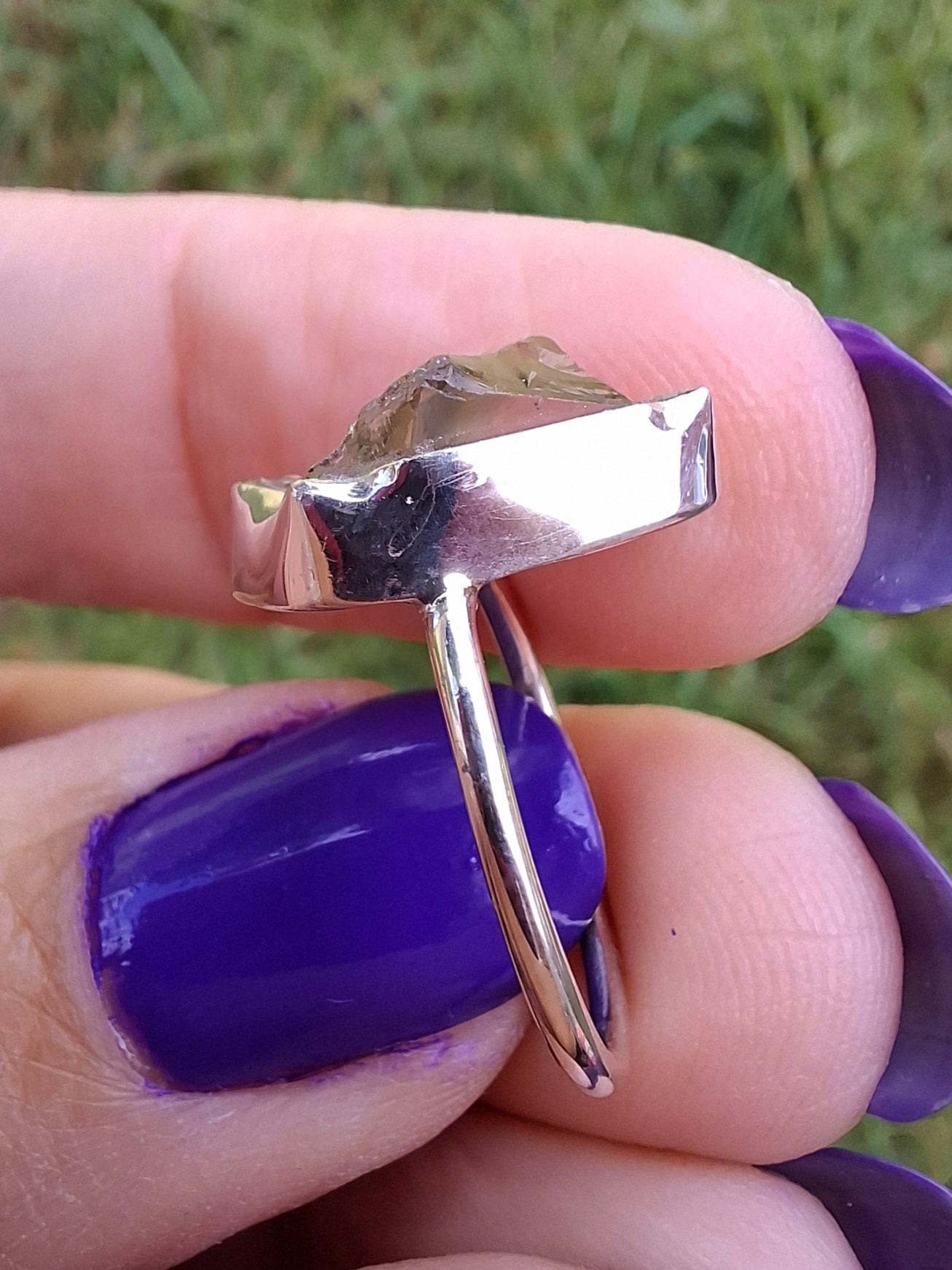 Libyan Desert Glass Ring, size large G, 925 Silver, Tektite (Ref: LR4)