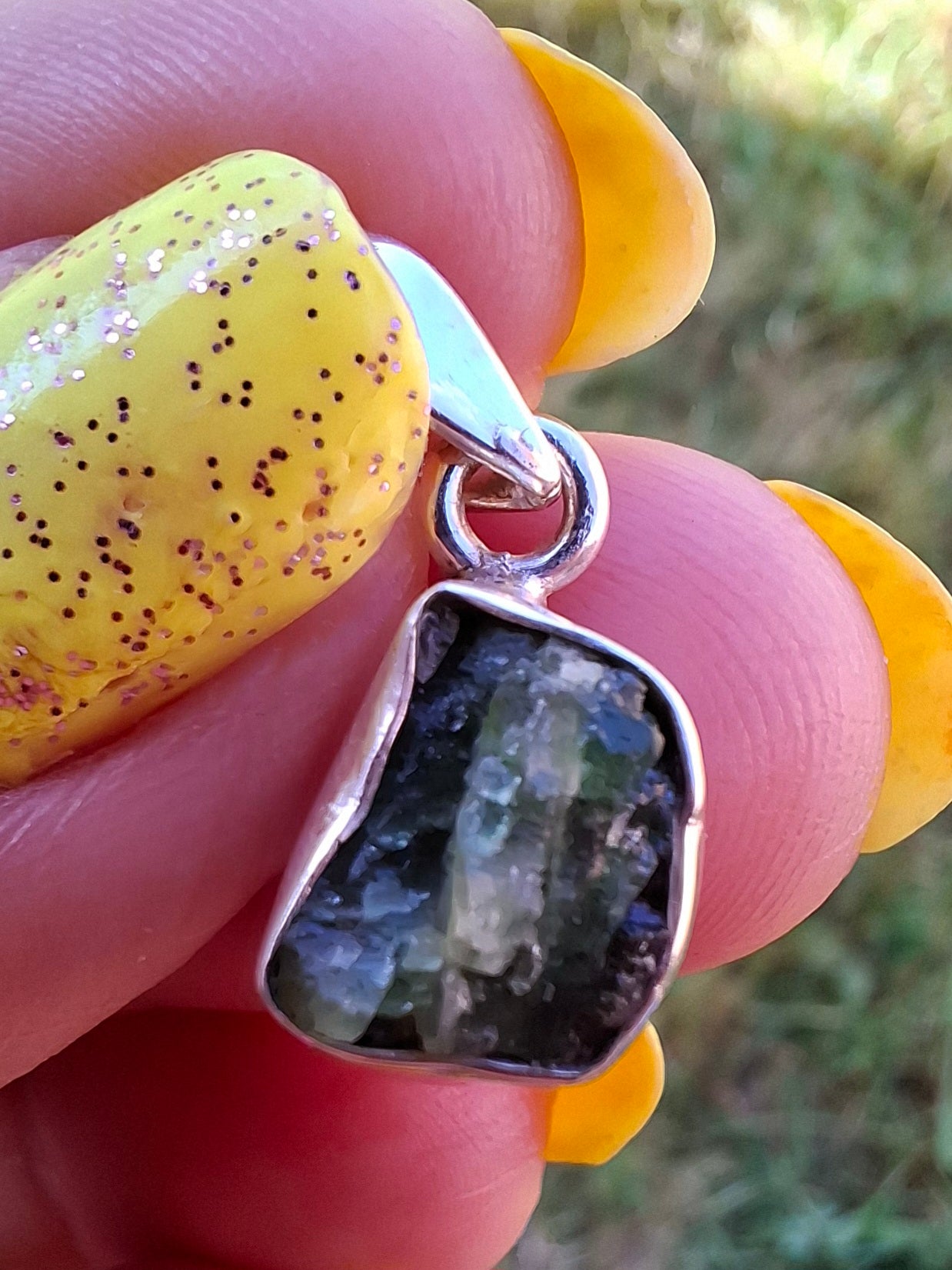Green Tourmaline Pendant, 925 Silver, Crystal (Ref: GT13)