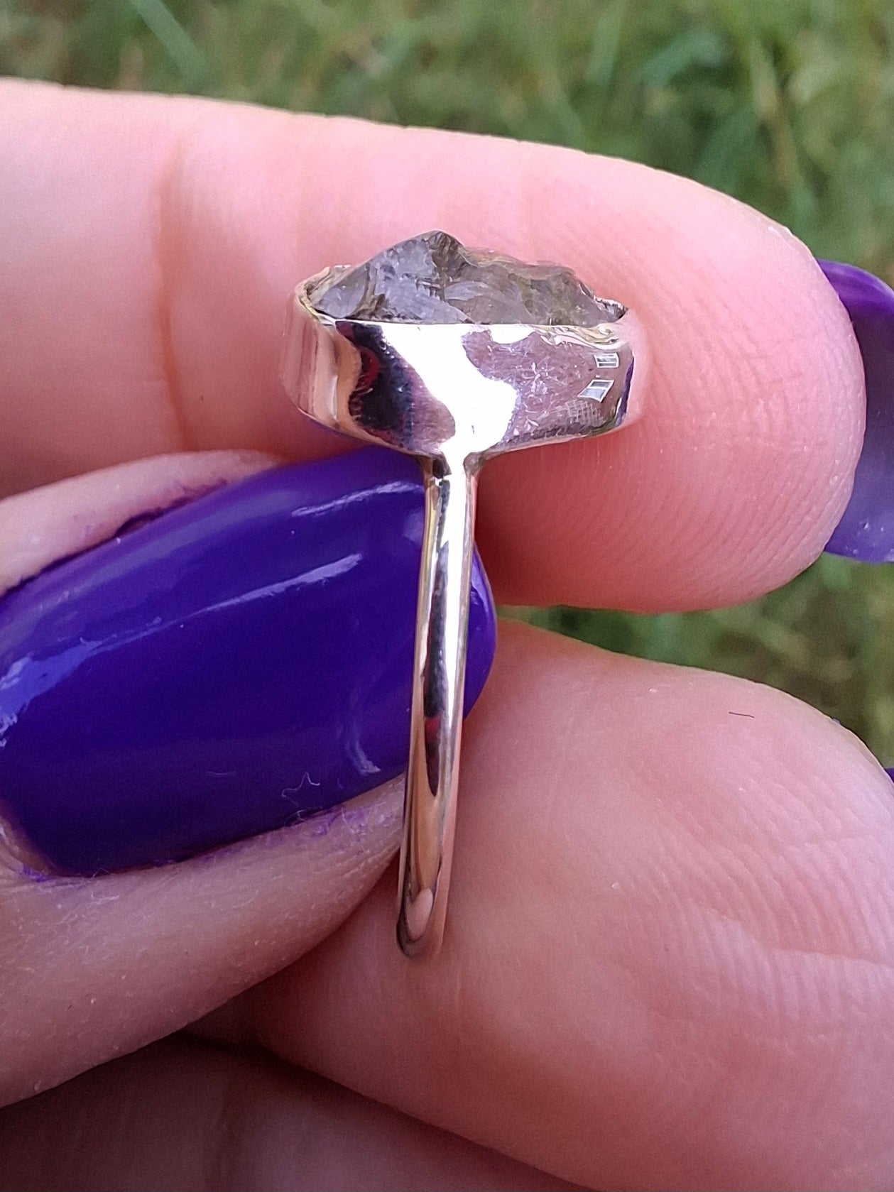 Libyan Desert Glass Ring, size large G, 925 Silver, Tektite (Ref: LR3)