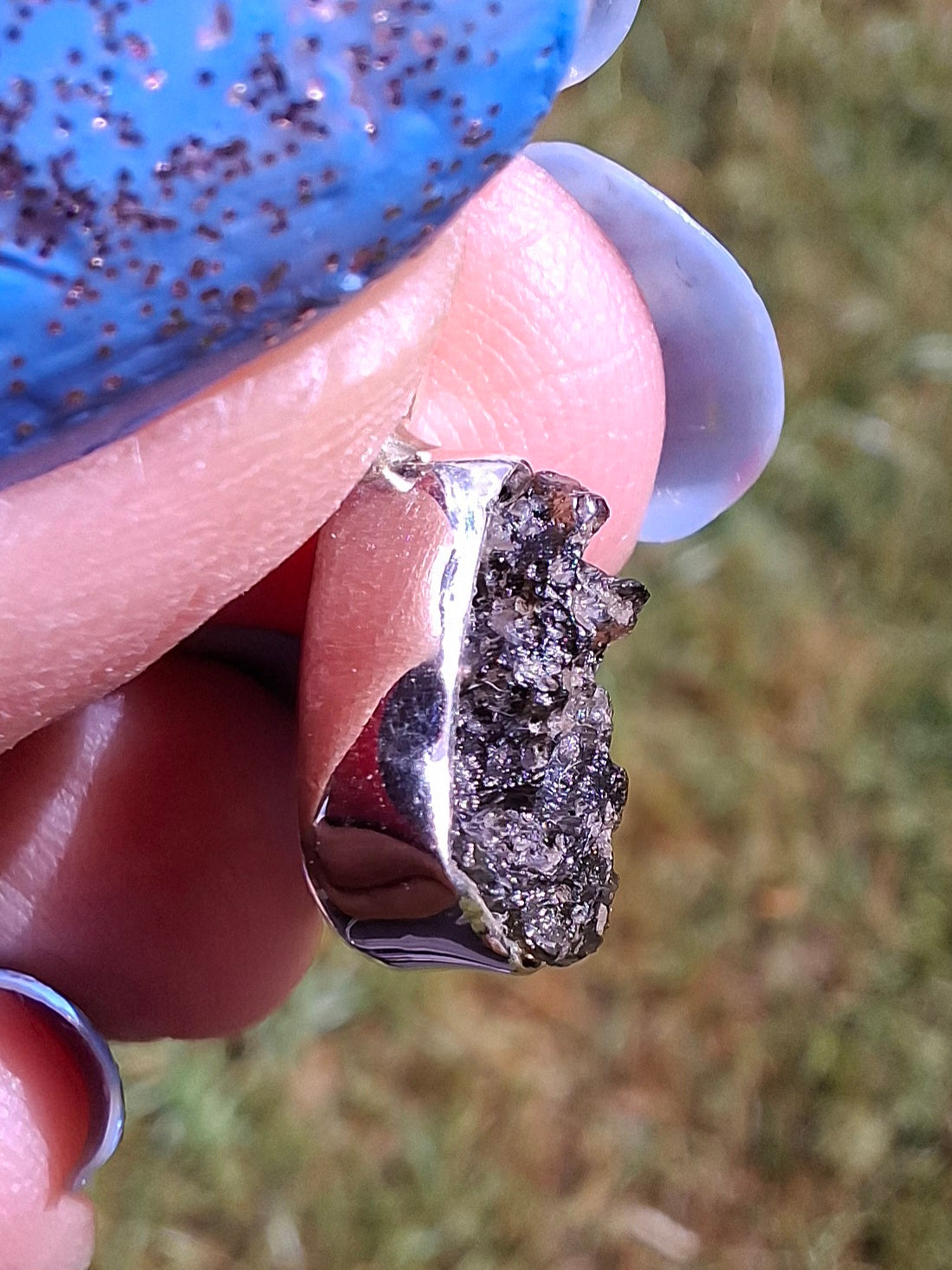 Moldavite Pendant, 925 Silver, Tektite (Ref: P64)