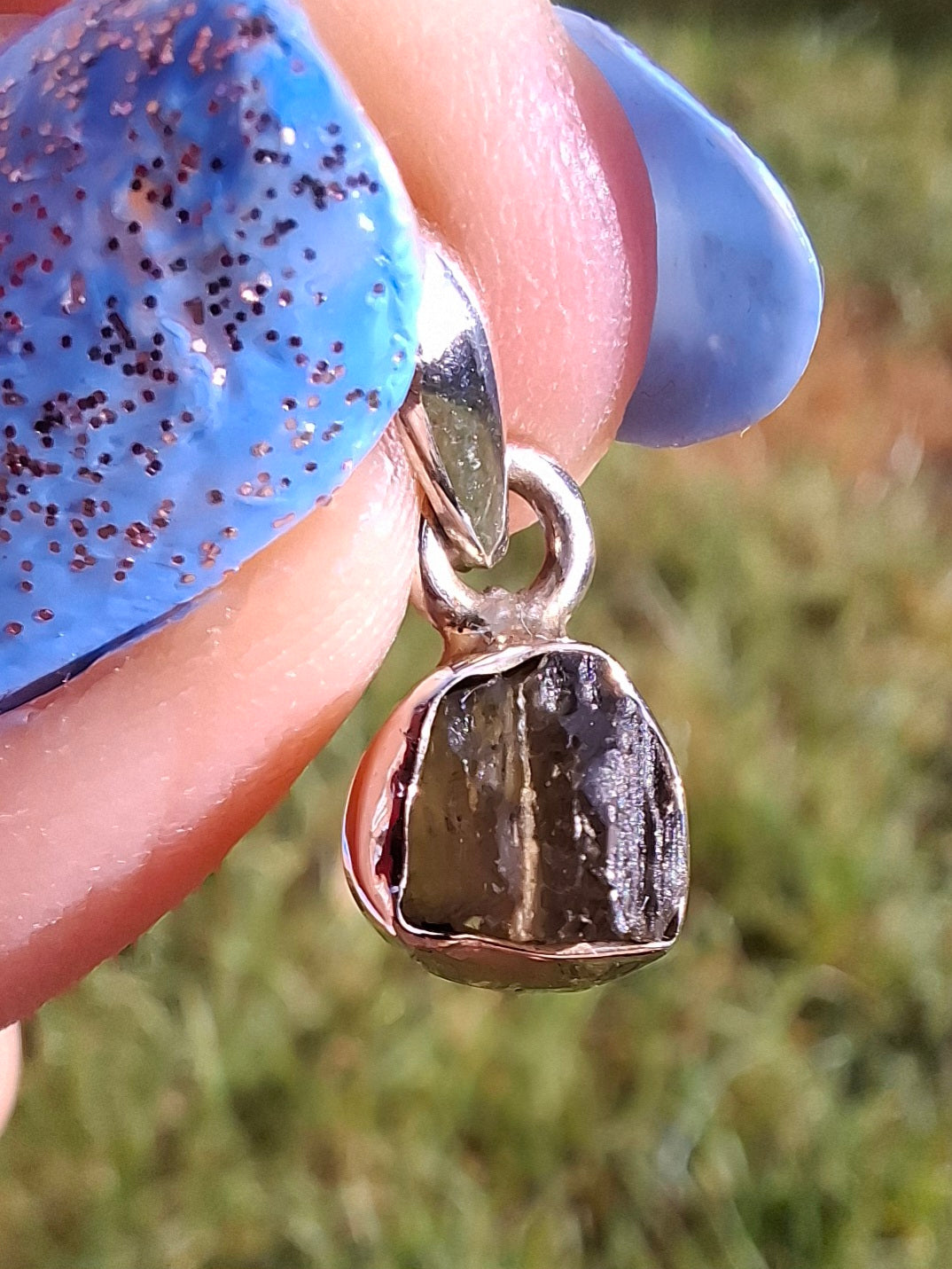 Moldavite Pendant, 925 Silver, Tektite (Ref: P50)