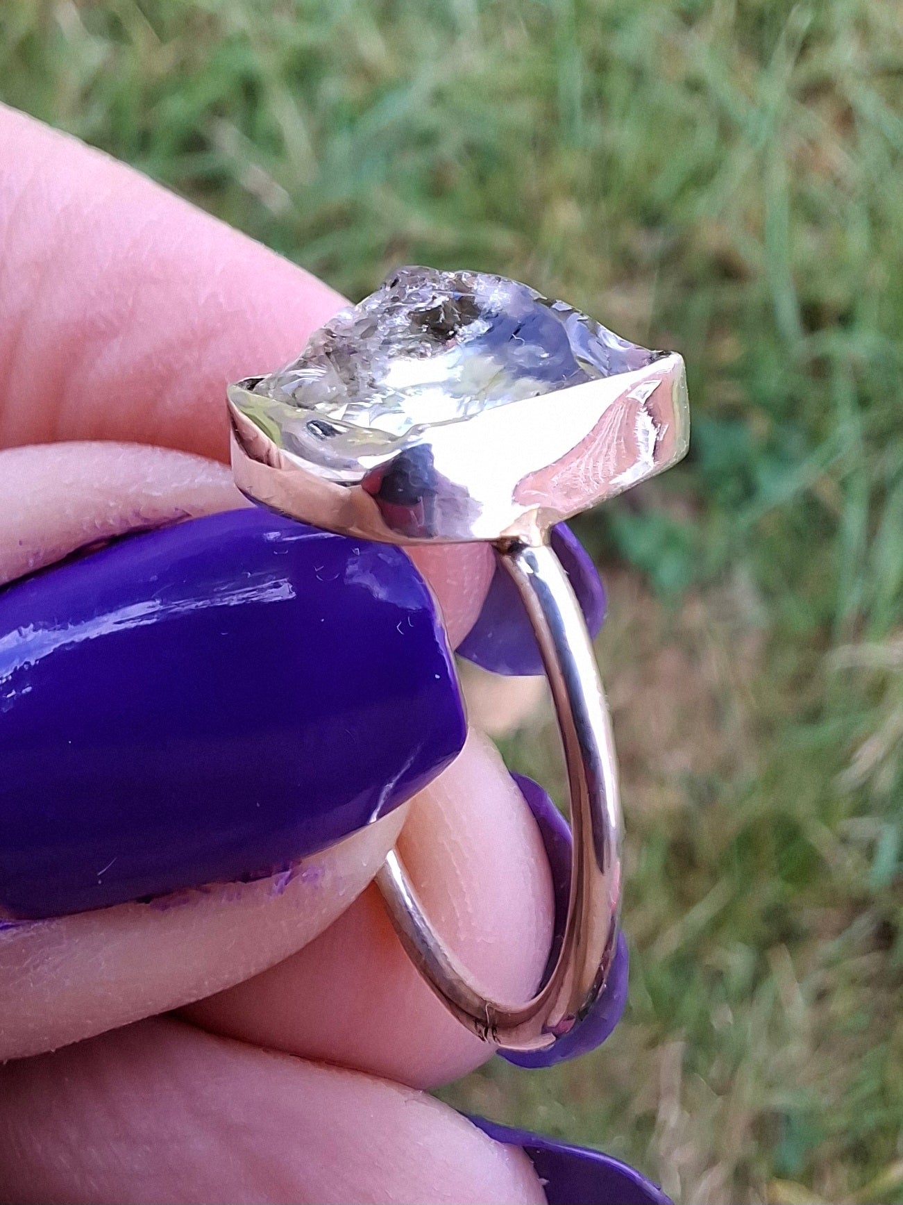 Libyan Desert Glass Ring, size L, 925 Silver, Tektite (Ref: LR18)