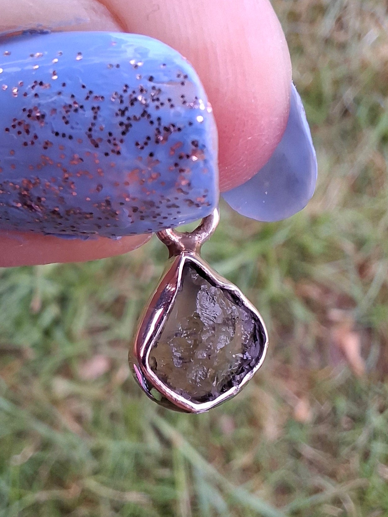 Moldavite Pendant, 925 Silver, Tektite (Ref: P63)