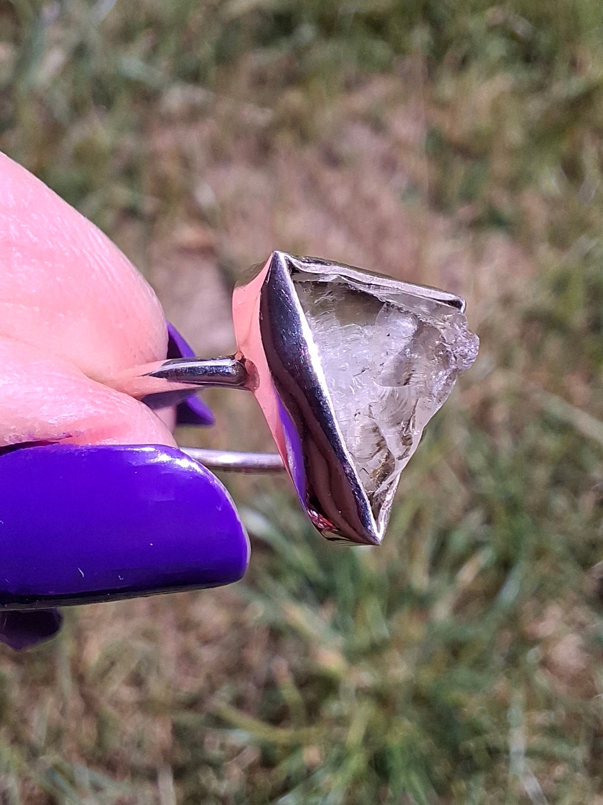 Libyan Desert Glass Ring, size large J/small K, 925 Silver, Tektite (Ref: LR11)