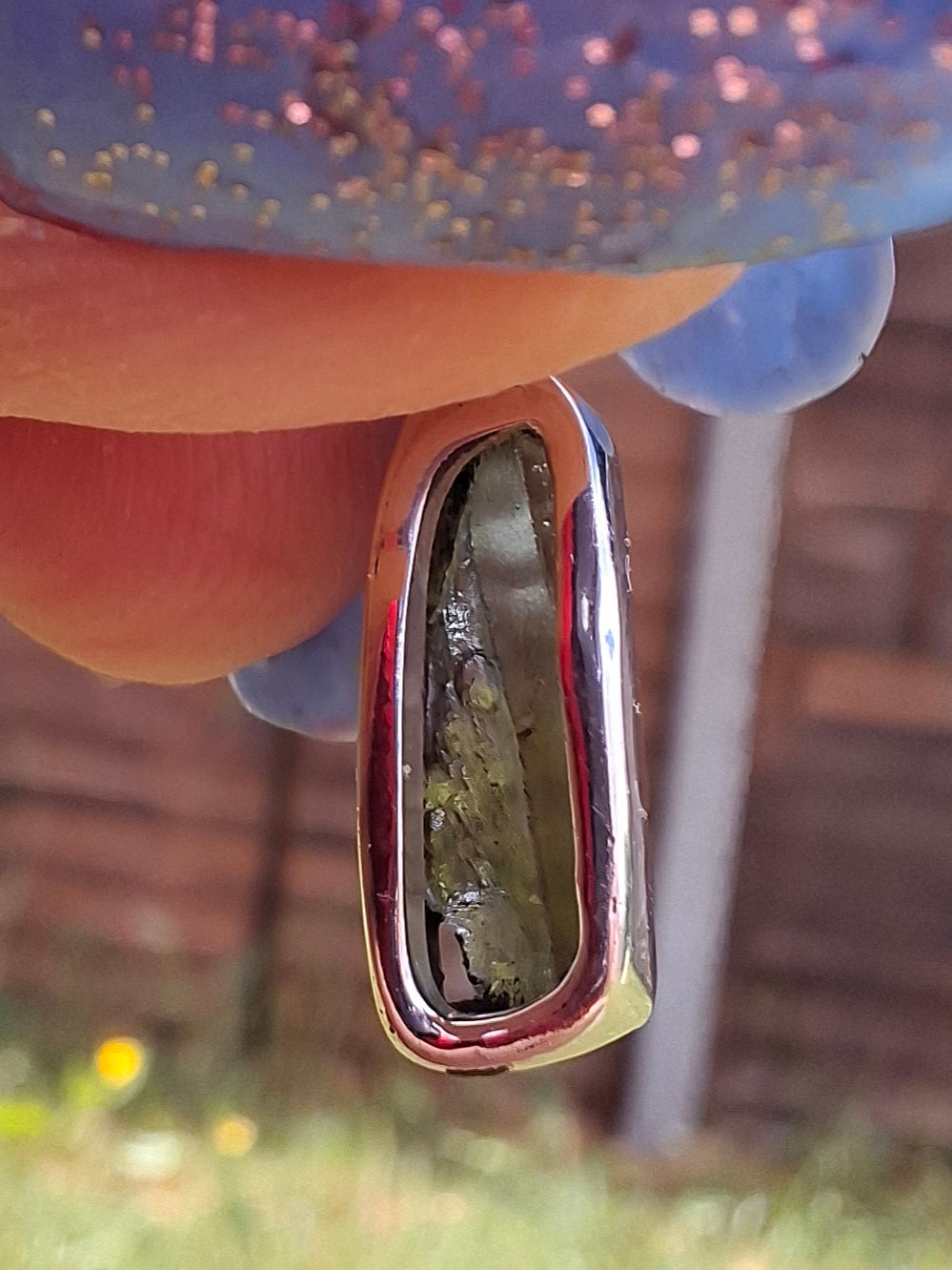 Moldavite Pendant, 925 Silver, Tektite (Ref: P77)