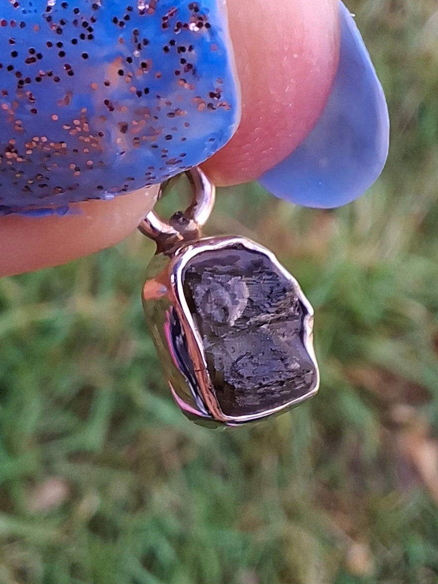 Moldavite Pendant, 925 Silver, Tektite (Ref: P44)