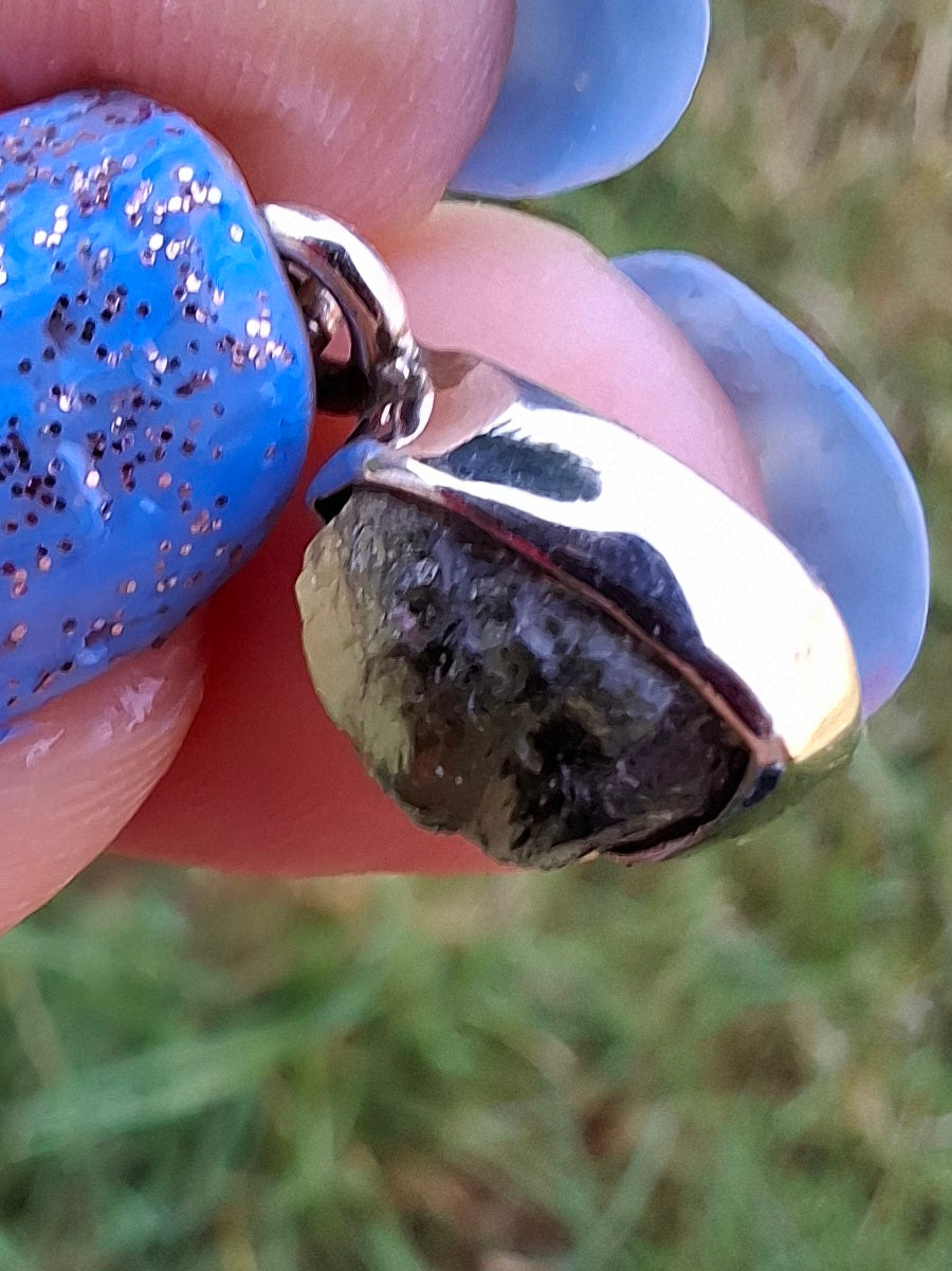 Moldavite Pendant, 925 Silver, Tektite (Ref: P51)