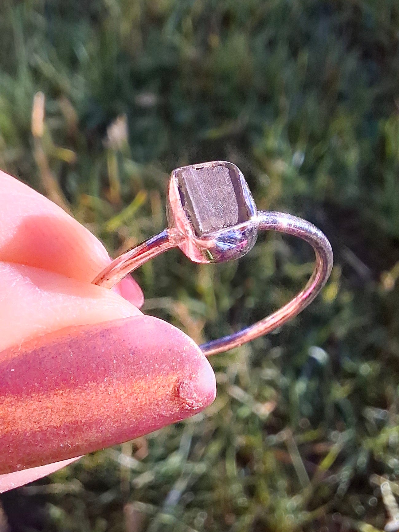 Moldavite Ring, size large P/small Q, 925 Silver, Tektite (Ref: R43)