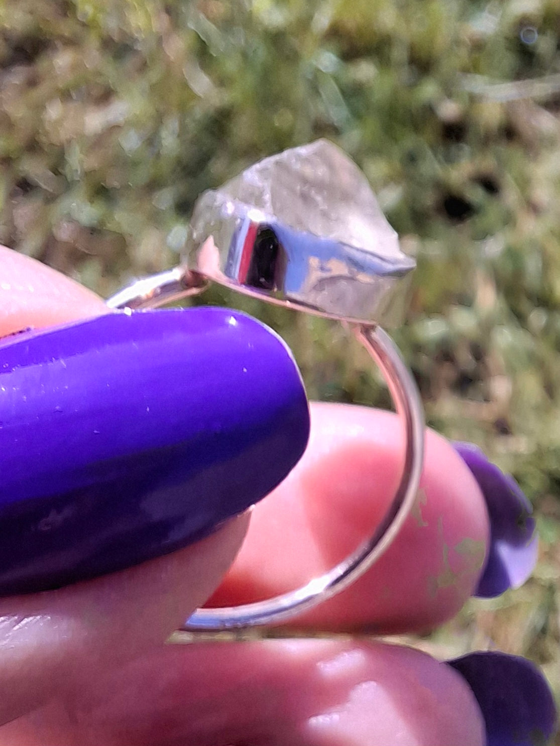 Libyan Desert Glass Ring, size small S, 925 Silver, Tektite (Ref: LR44)