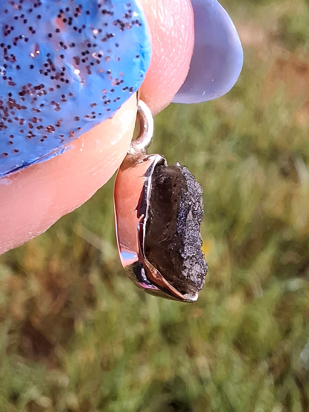 Moldavite Pendant, 925 Silver, Tektite (Ref:P41)