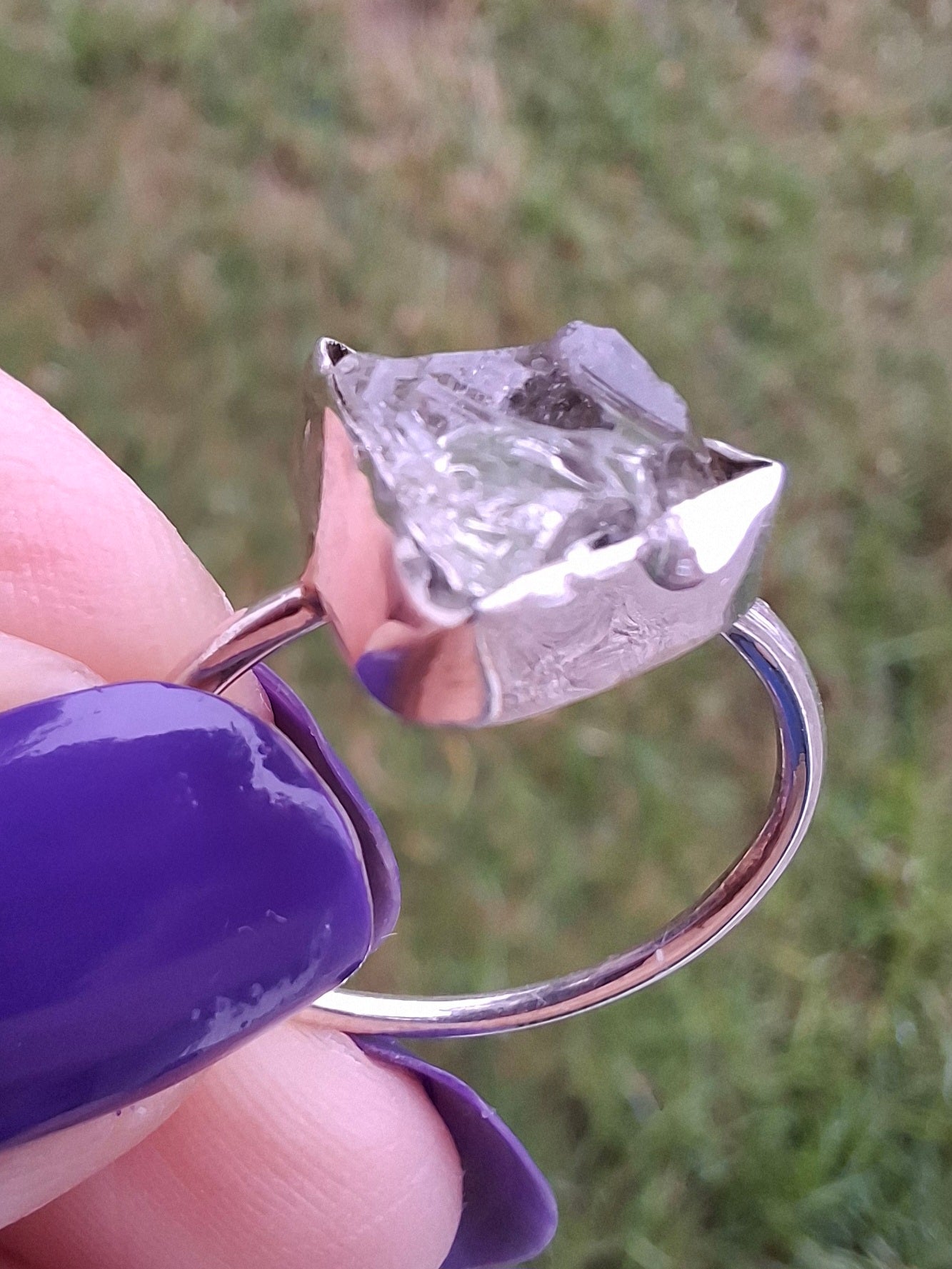 Libyan Desert Glass Ring, size large O, 925 Silver, Tektite (Ref: LR24)