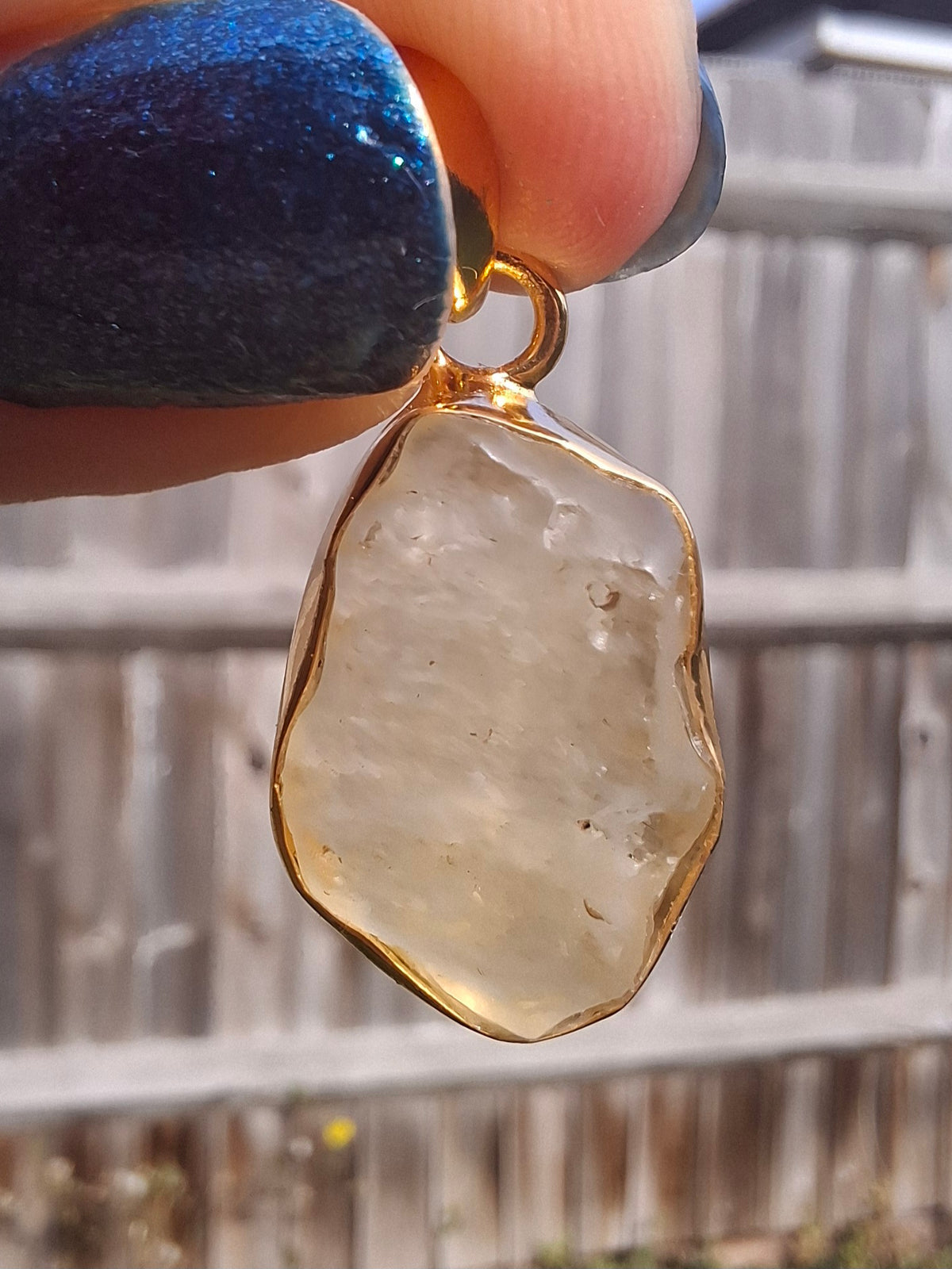 Libyan Desert Glass Pendant, 14K GOLD Plated, Tektite (Ref: LP124)
