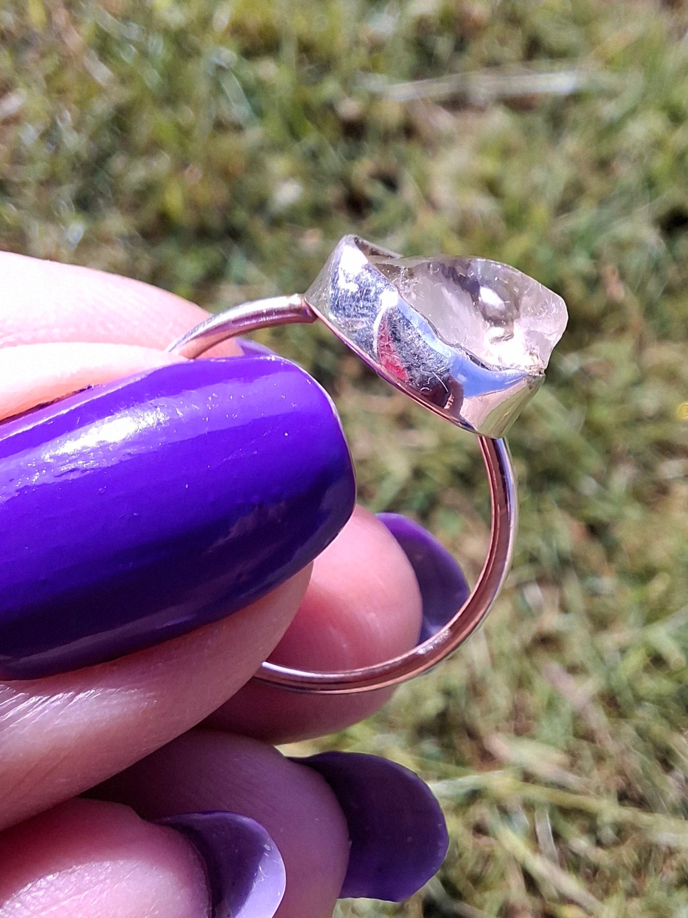 Libyan Desert Glass Ring, size small R, 925 Silver, Tektite (Ref: LR38)