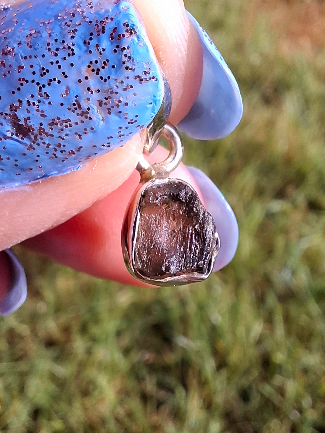 Moldavite Pendant, 925 Silver, Tektite (Ref: P56)