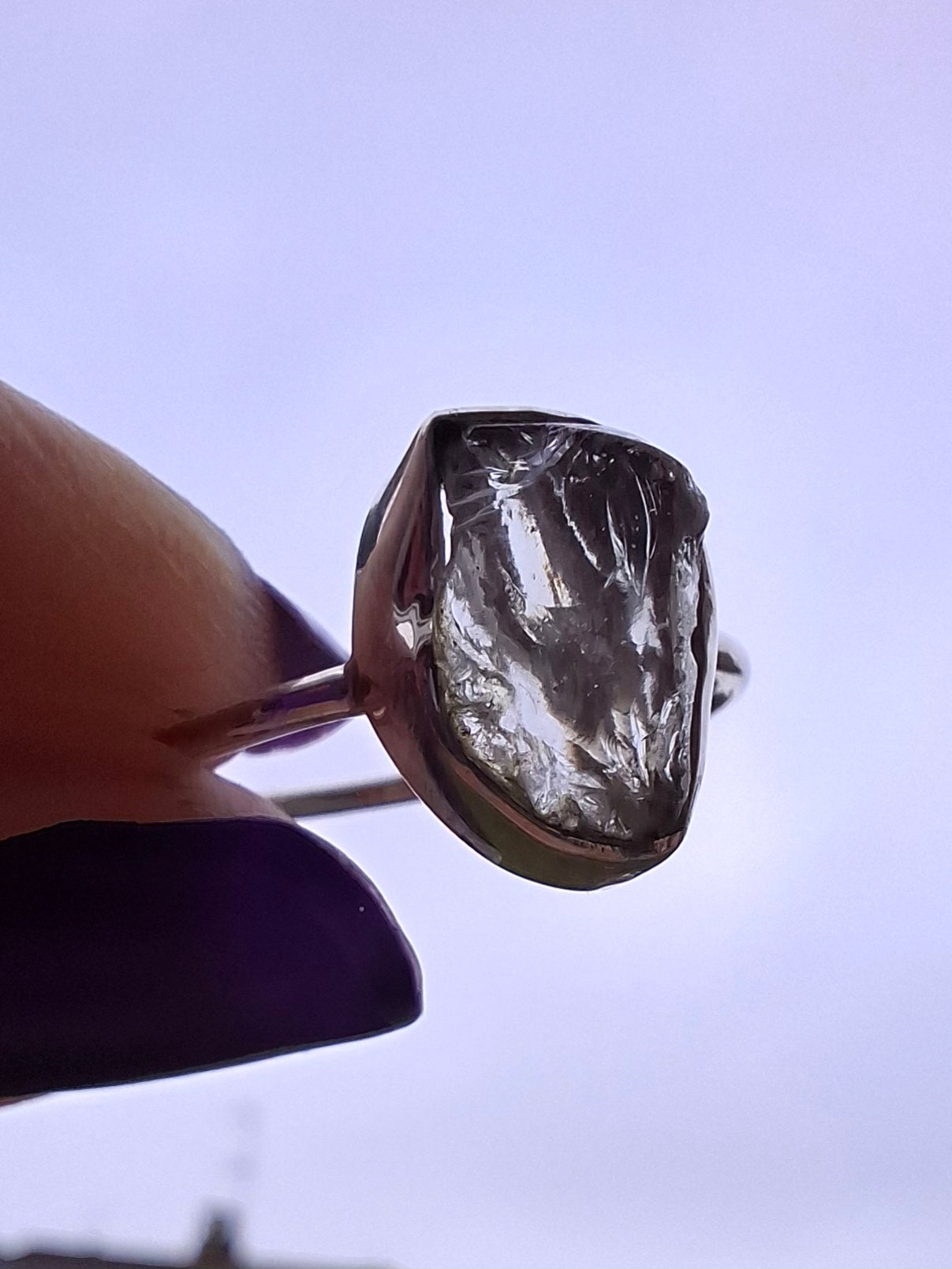 Libyan Desert Glass Ring, size small P, 925 Silver, Tektite (Ref: LR25)