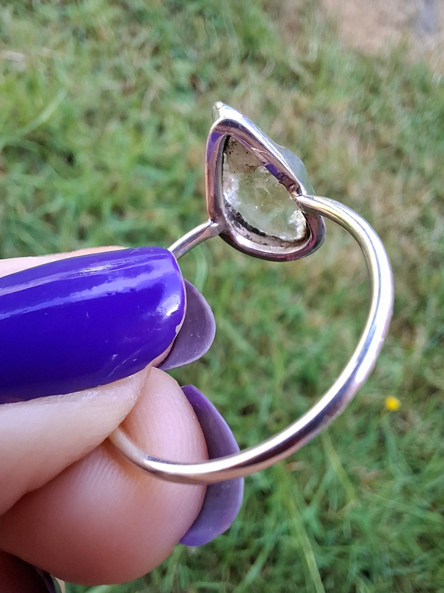 Libyan Desert Glass Ring, size large V, 925 Silver, Tektite (Ref: LR57)