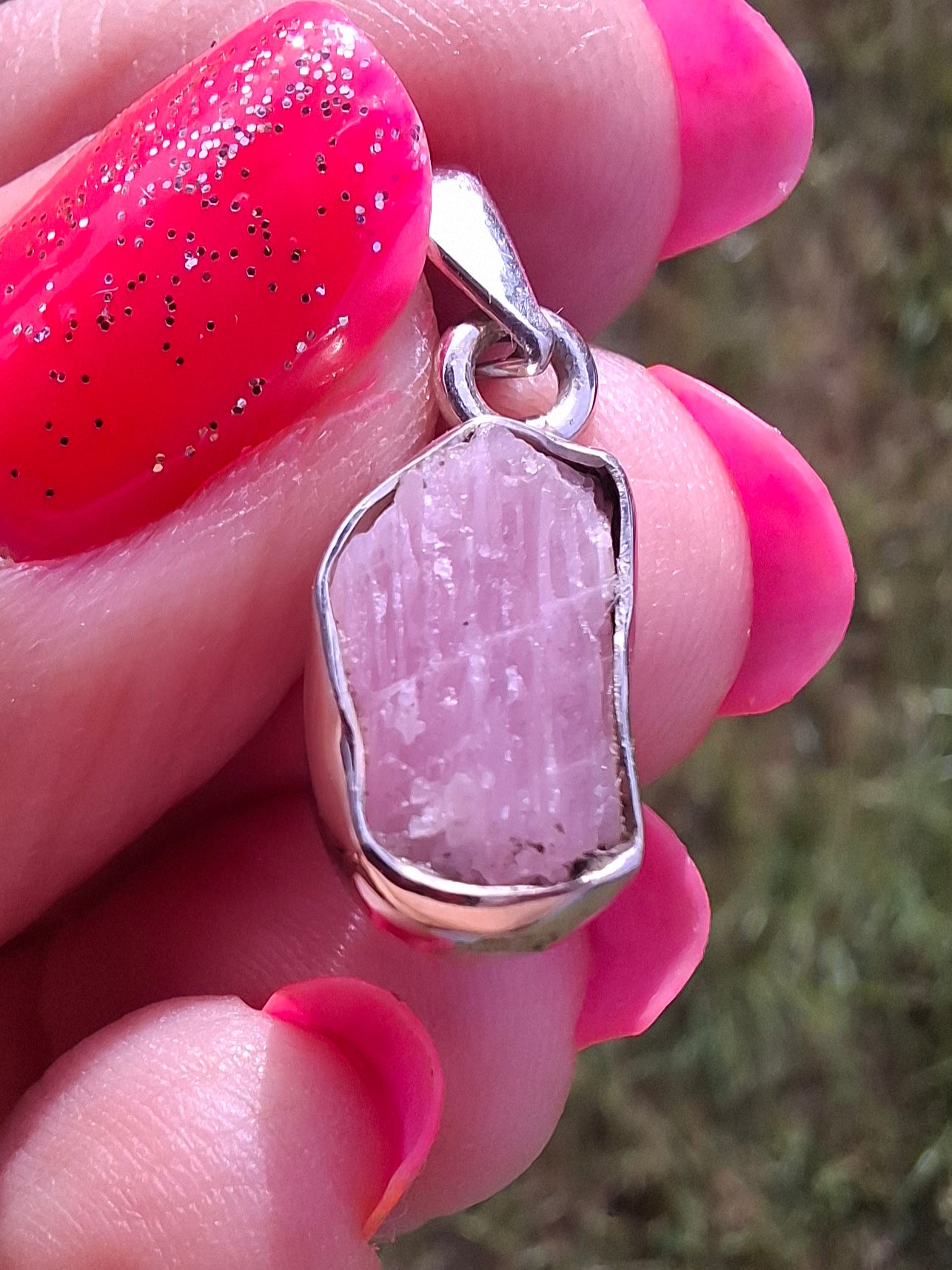 Pink Tourmaline Pendant, 925 Silver, Crystal (Ref: PT69)