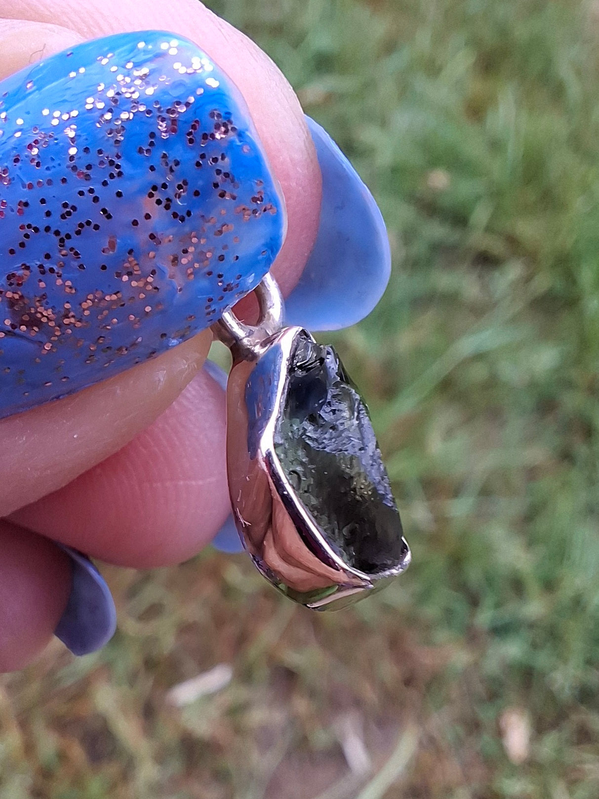 Moldavite Pendant, 925 Silver, Tektite (Ref: P67)