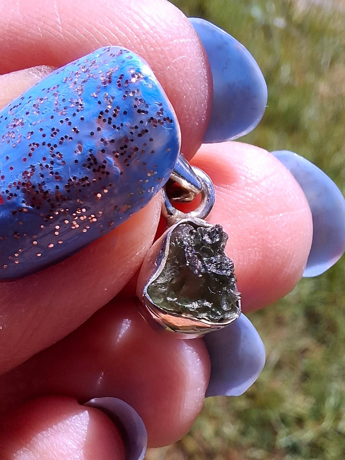 Moldavite Pendant, 925 Silver, Tektite (Ref: P66)