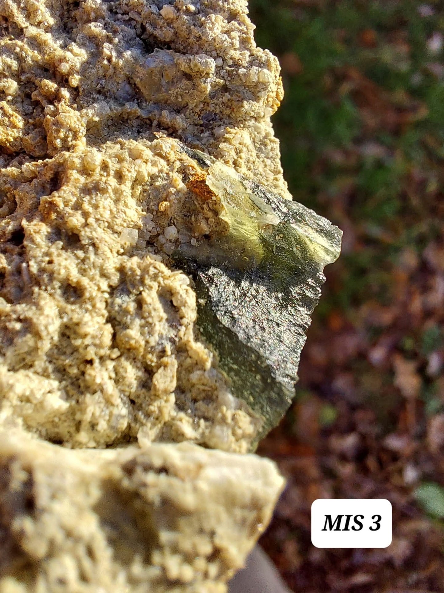 Moldavite In-Situ (in matrix), Besednice, Est- 3g, Tektite (Ref: MIS3)