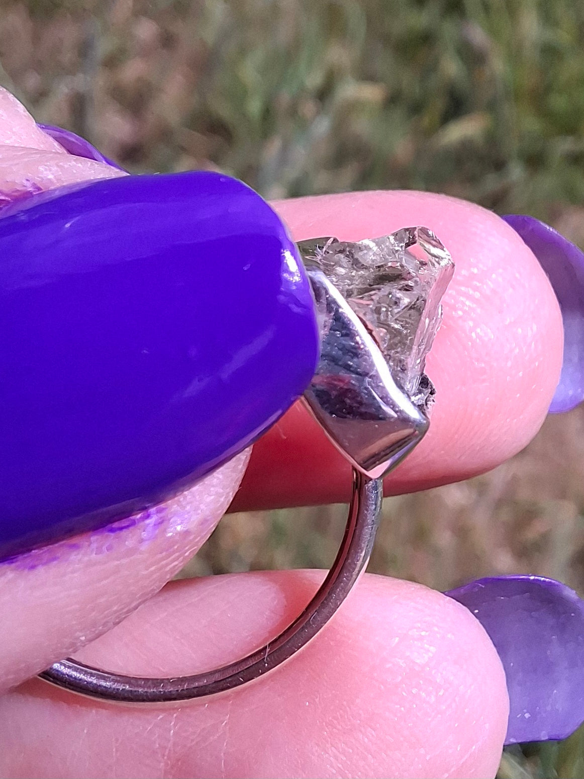 Libyan Desert Glass Ring, size large O, 925 Silver, Tektite (Ref: LR22)