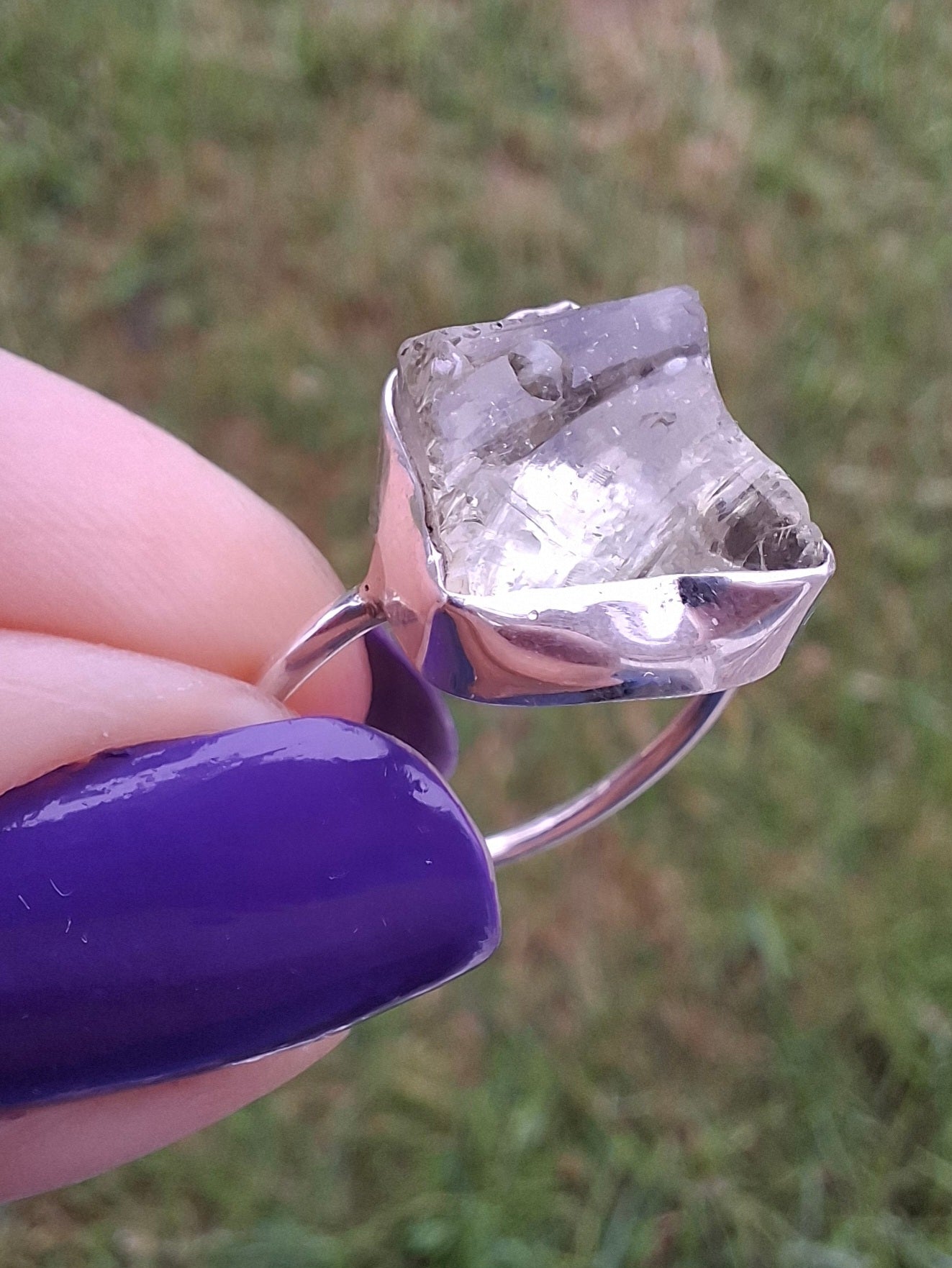 Libyan Desert Glass Ring, size P, 925 Silver, Tektite (Ref: LR26)