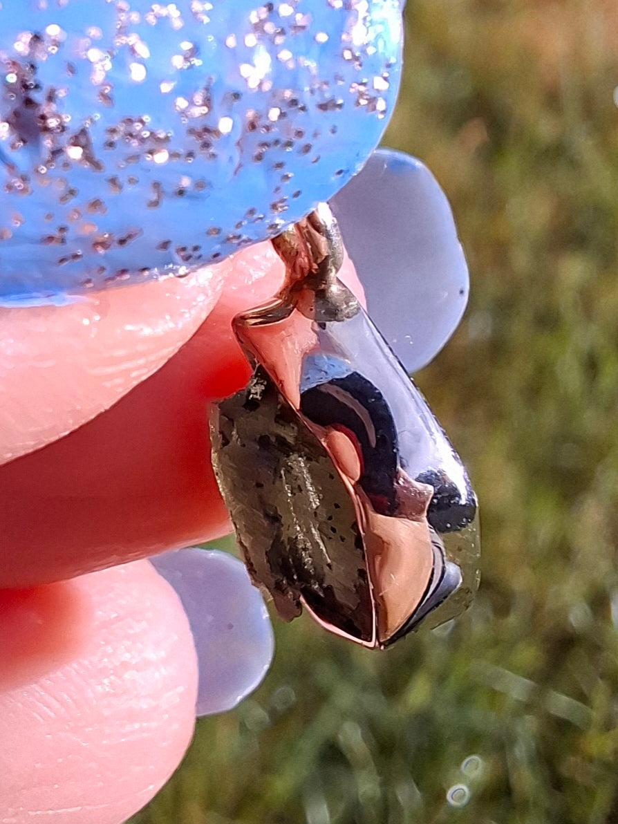 Moldavite Pendant, 925 Silver, Tektite (Ref: P47)