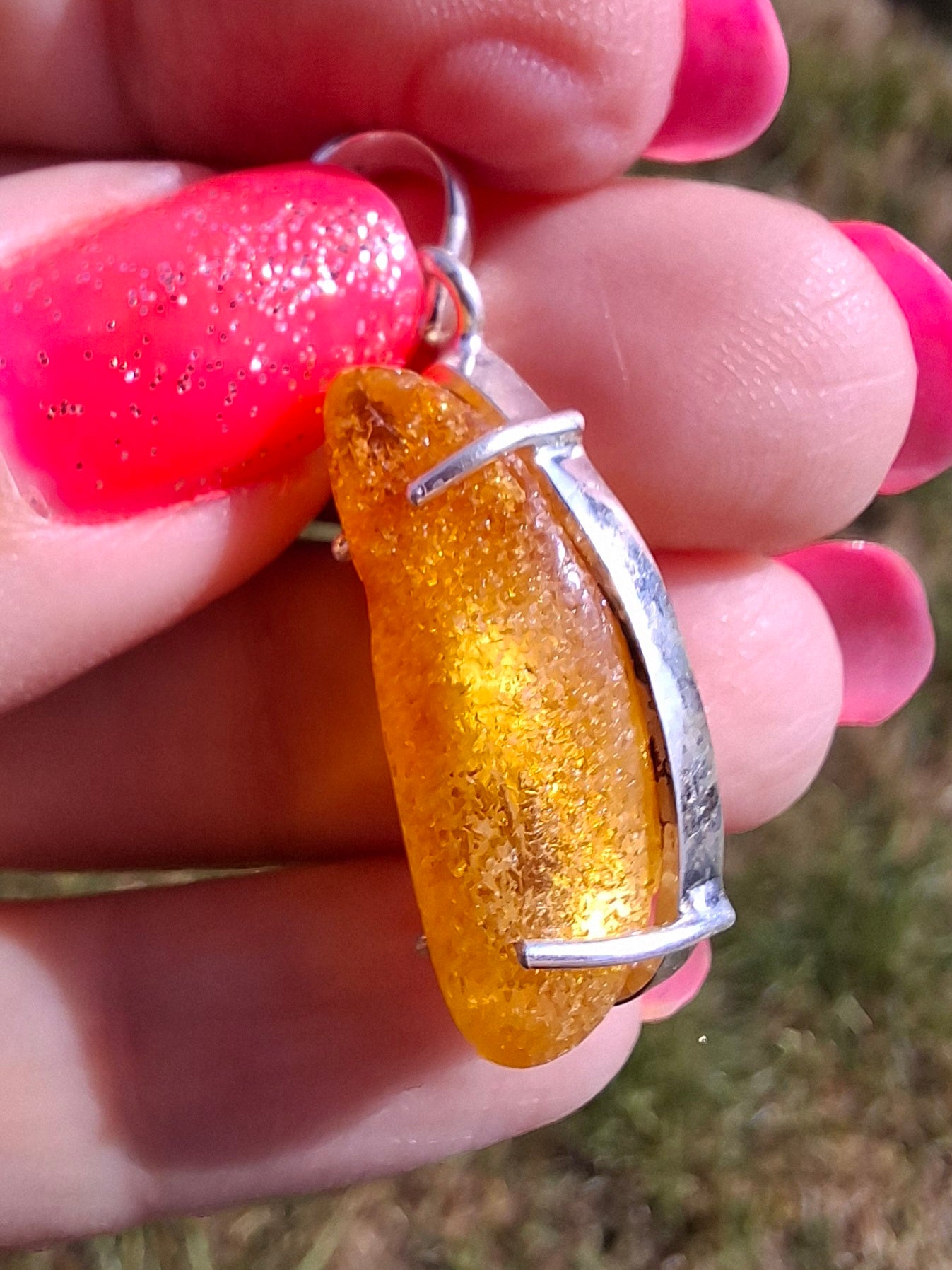 Baltic Amber Pendant, 925 Silver, Fossil (Ref: AP9)