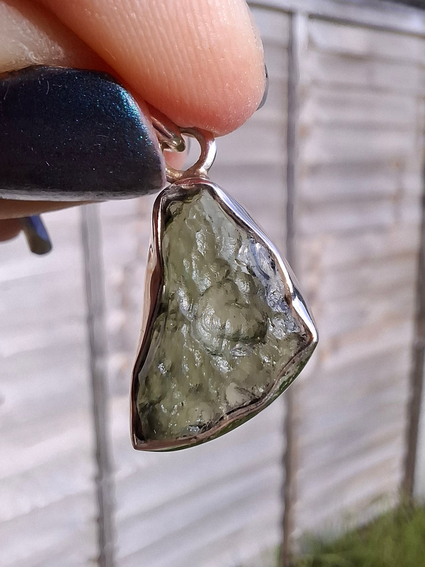 Moldavite Pendant, 925 Silver, Tektite (Ref: P14)