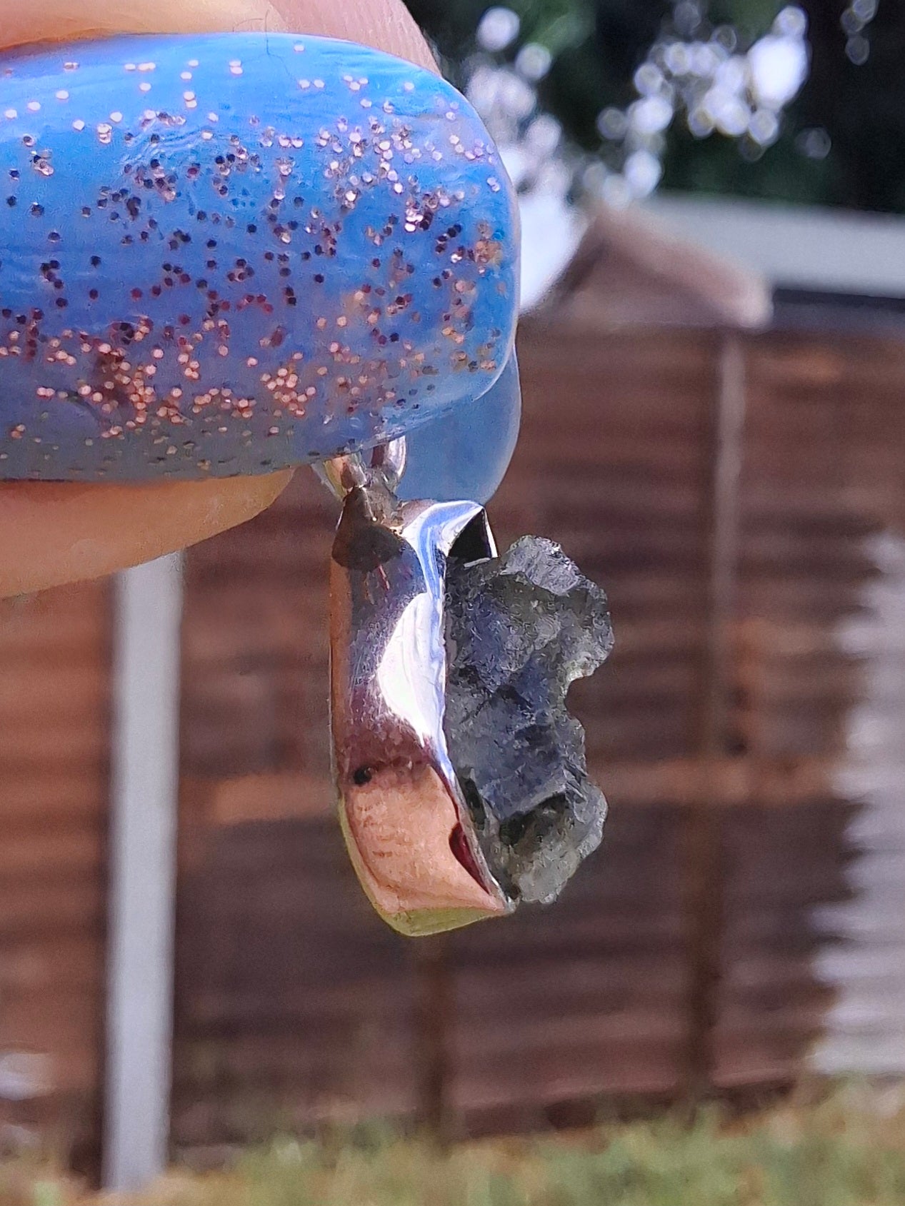 Moldavite Pendant, 925 Silver, Tektite (Ref: P65)