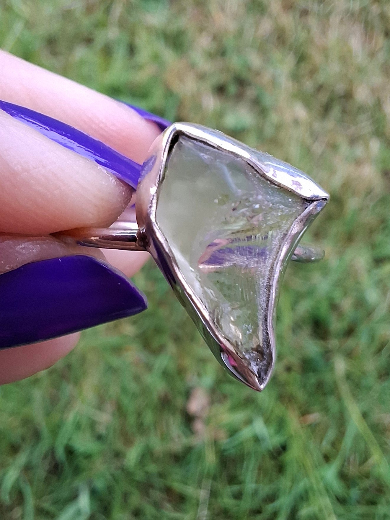 Libyan Desert Glass Ring, size large W, 925 Silver, Tektite (Ref: LR62)