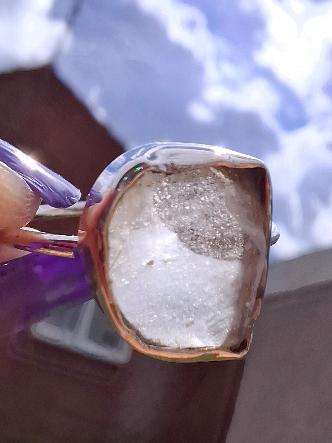 Libyan Desert Glass Ring, size large U, 925 Silver, Tektite (Ref: LR53)
