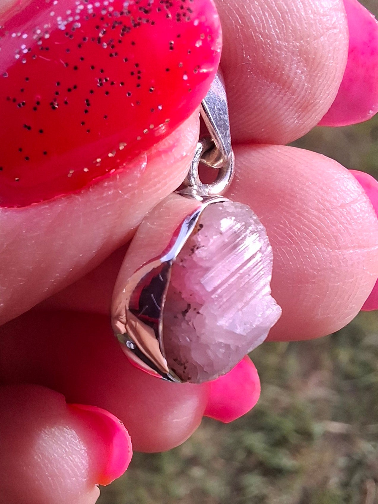 Pink Tourmaline Pendant, 925 Silver, Crystal (Ref: PT71)