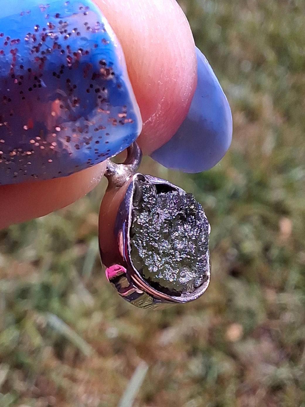 Moldavite Pendant, 925 Silver, Tektite (Ref: P78)