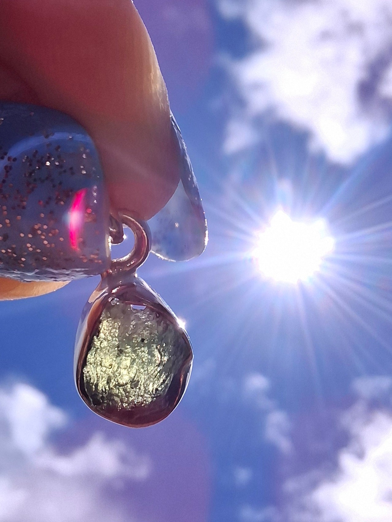 Moldavite Pendant, 925 Silver, Tektite (Ref: P78)