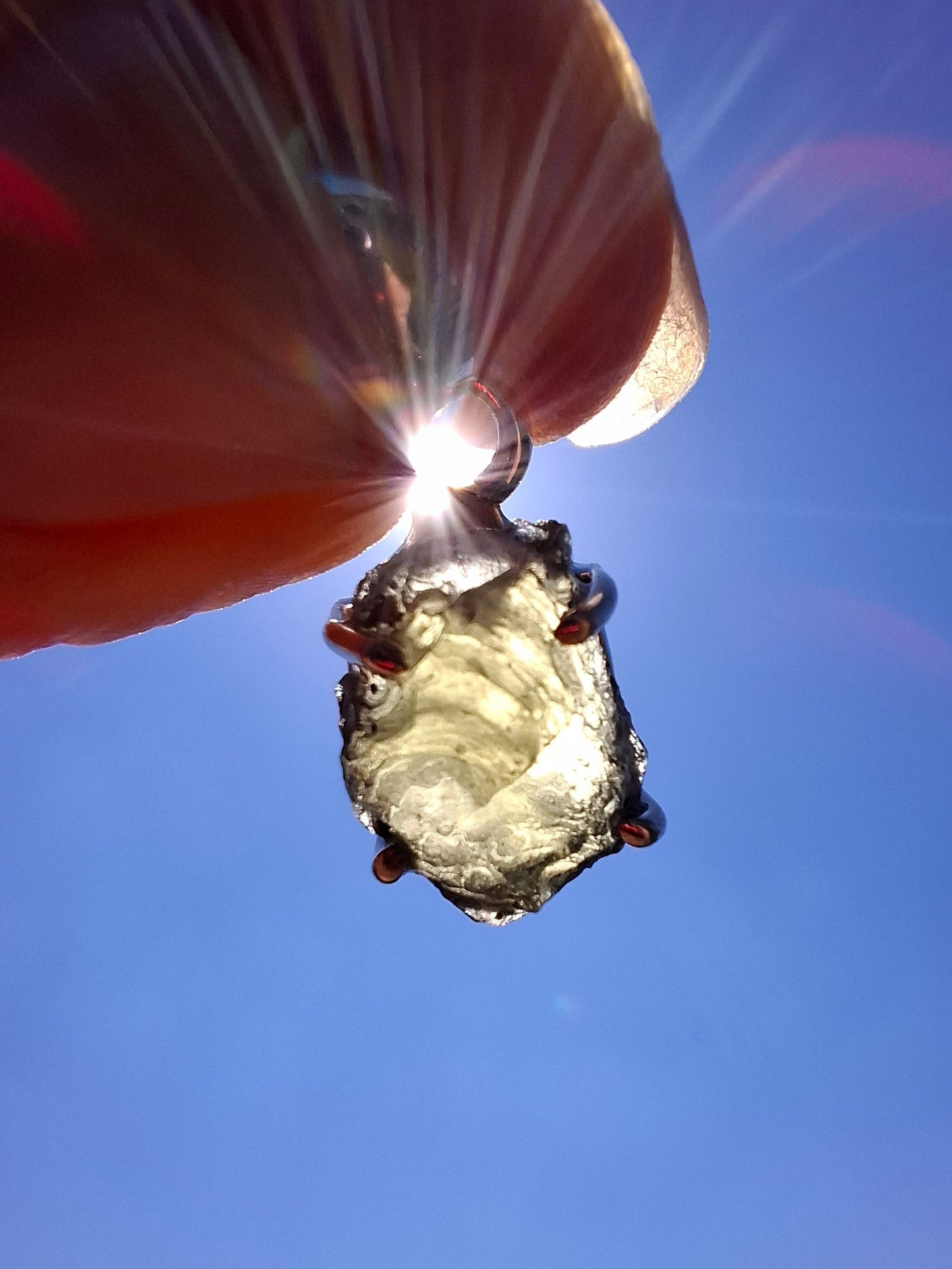 Moldavite Claw Pendant, 925 Silver, Tektite (Ref: P23)