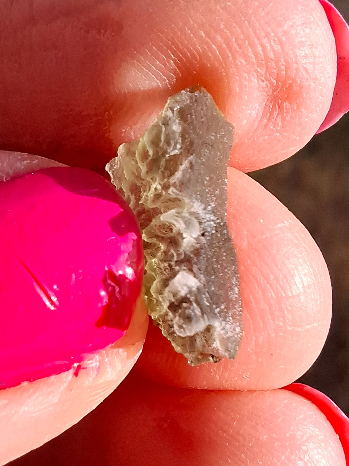 Moldavite Piece, SNOWFLAKE, FROSTED, BRUSNA, 0.44g, Tektite (Ref: 1497)