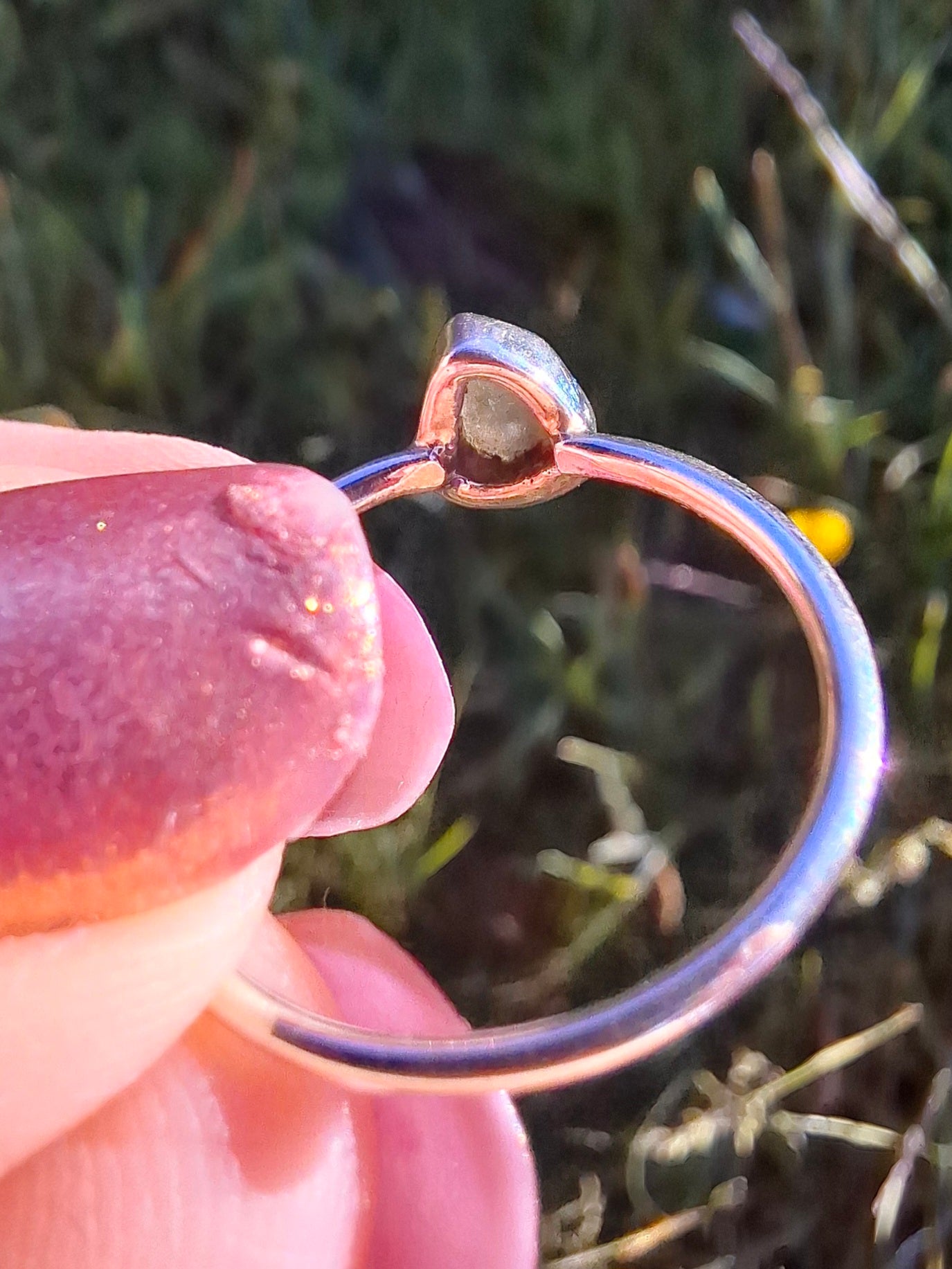 Moldavite Ring, size large L/small M, 925 Silver, Tektite (Ref: R50)