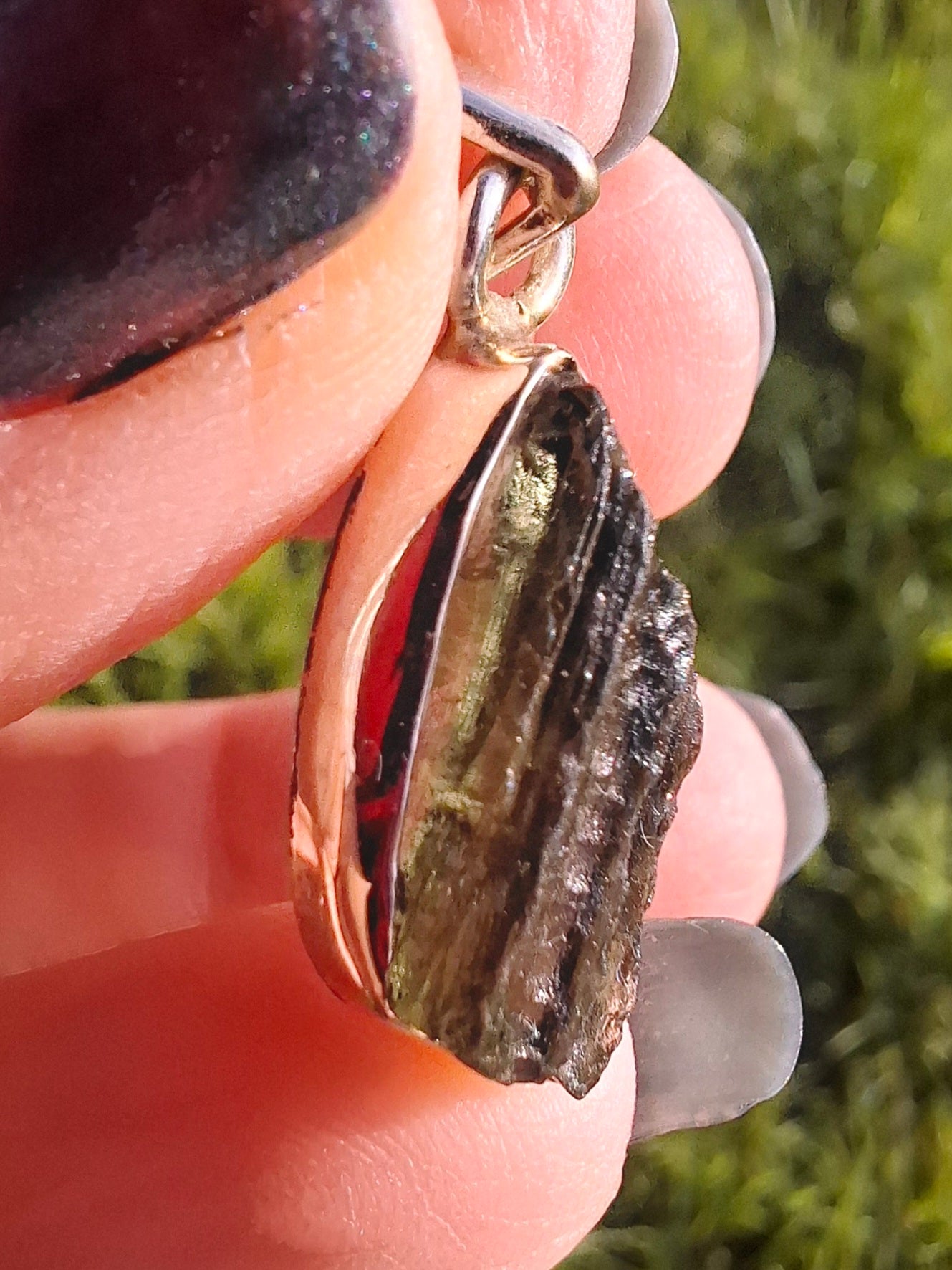 Moldavite Pendant, 925 Silver, Tektite (Ref: P13)
