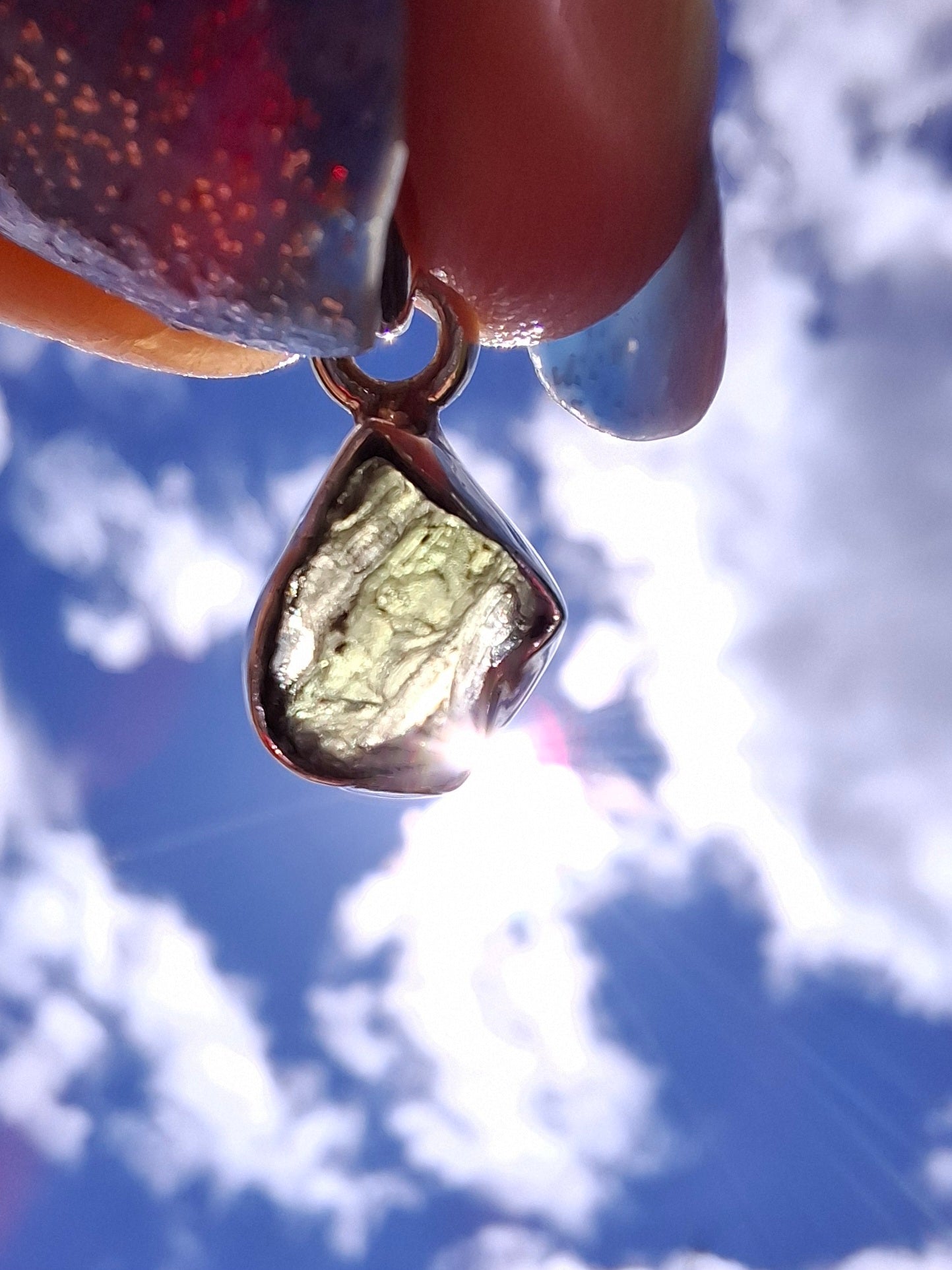 Moldavite Pendant, 925 Silver, Tektite (Ref: P92)