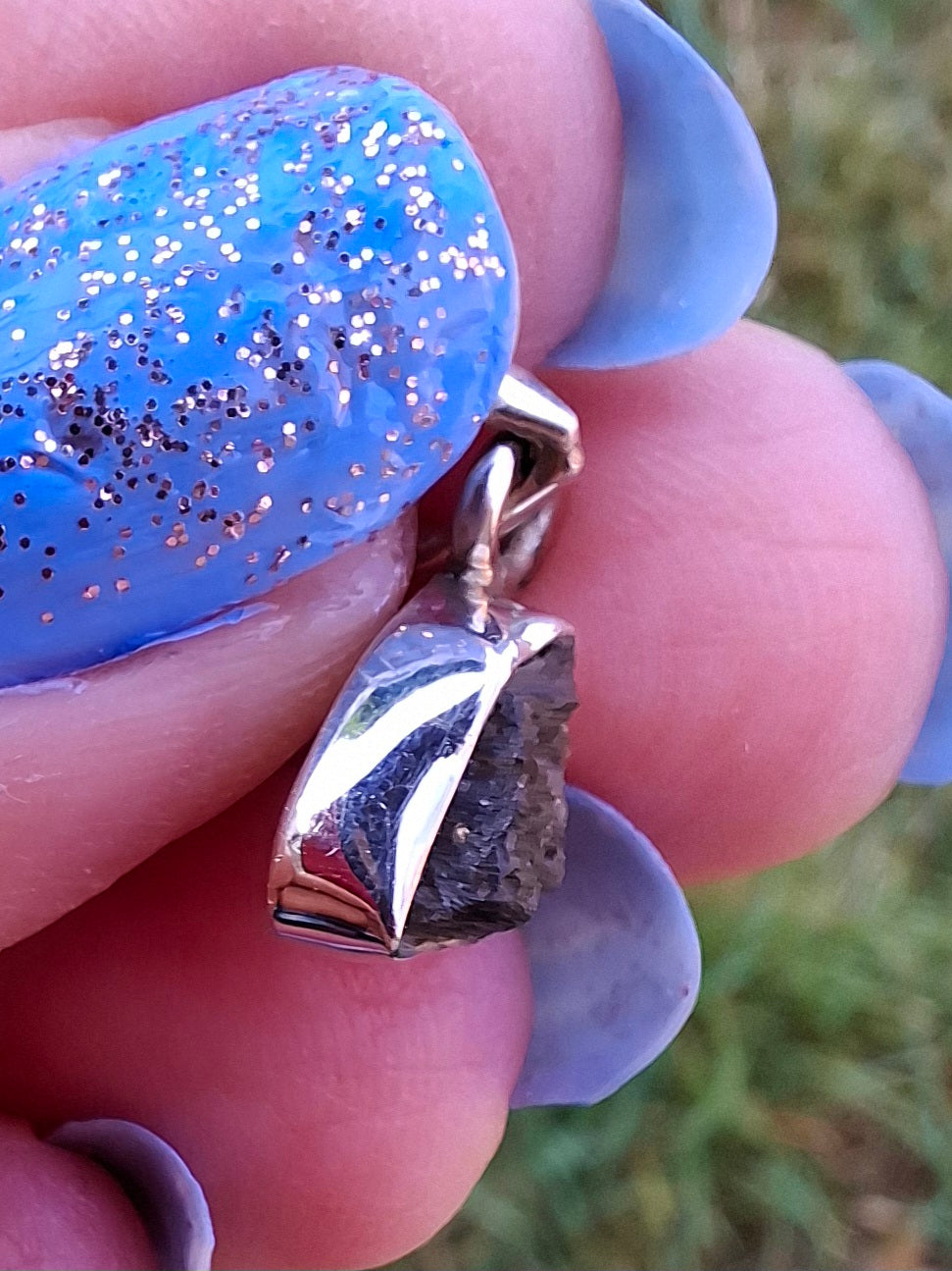 Moldavite Pendant, 925 Silver, Tektite (Ref: P34)