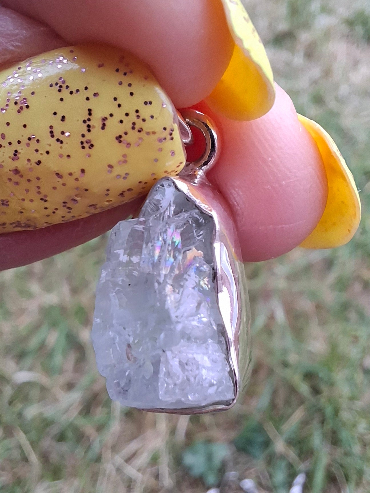 Aquamarine Pendant, 925 Silver, Crystal 🌈 (Ref: AQ4)