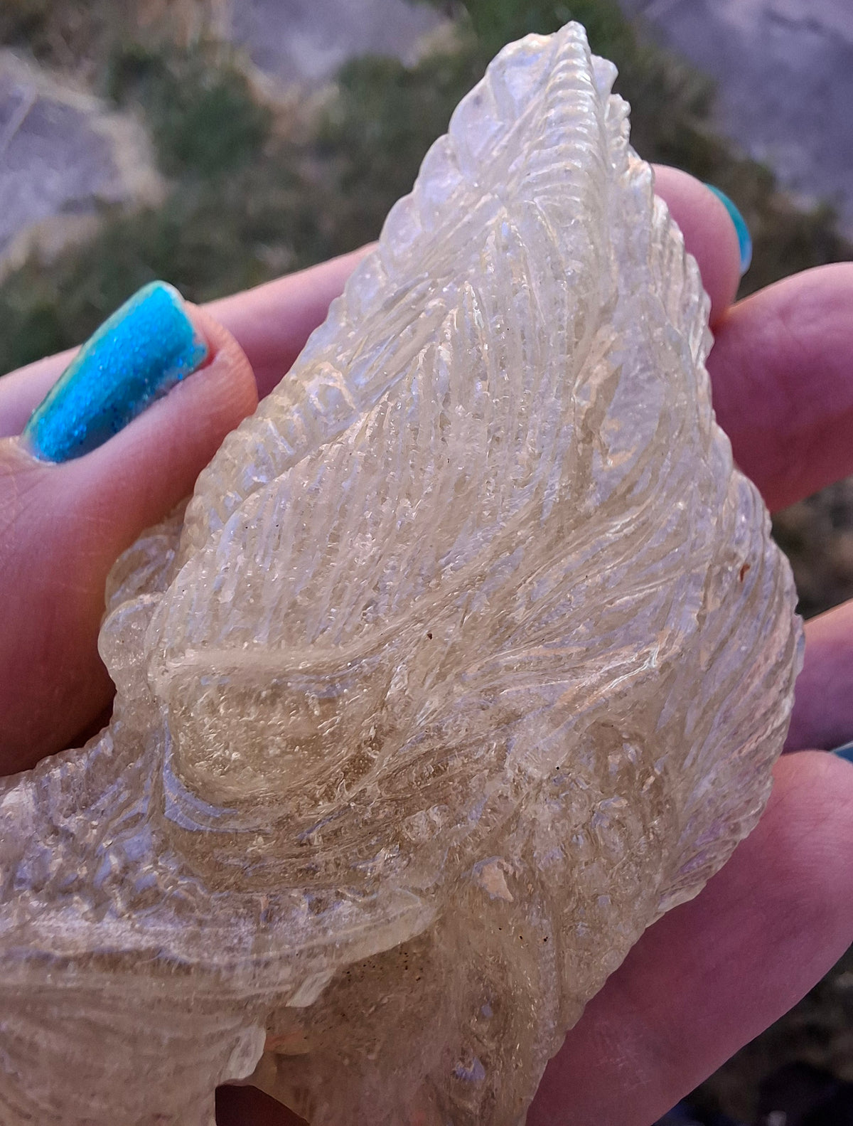 Libyan Desert Glass DRAGON HEAD Carving, 75.84g, Tektite (Ref: Dragon1)