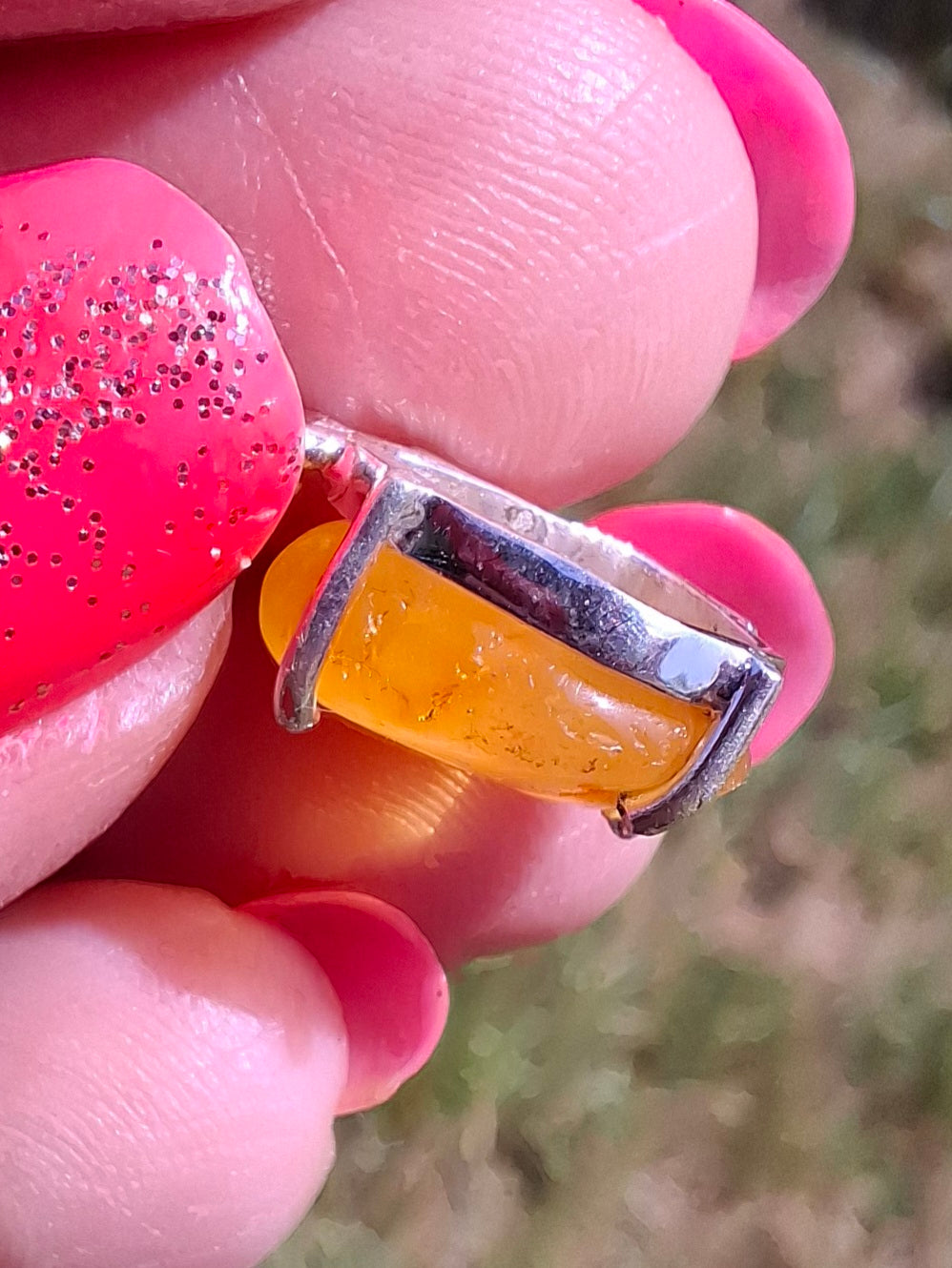 Baltic Amber Pendant, 925 Silver, Fossil (Ref: AP28)
