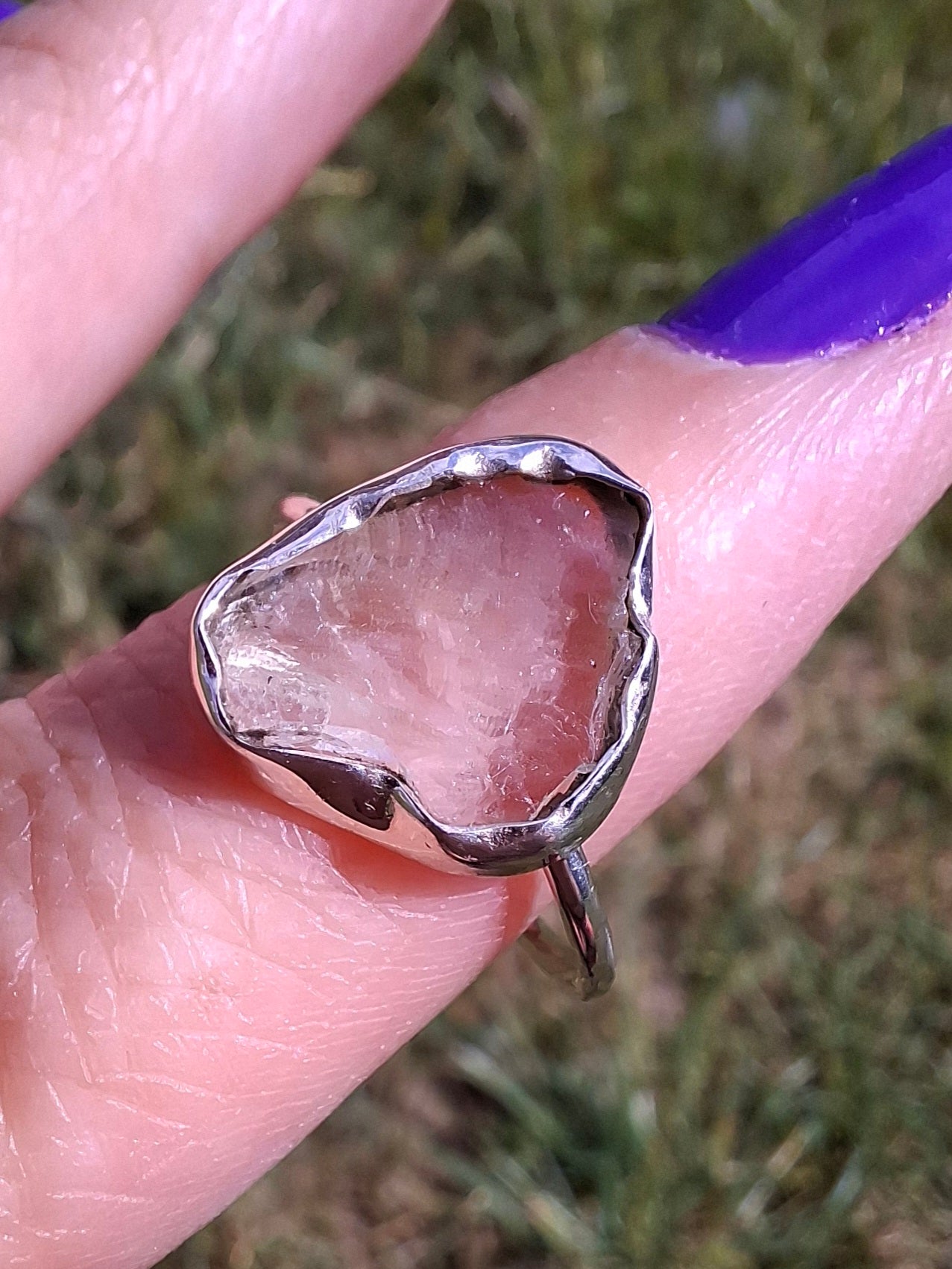 Libyan Desert Glass Ring, size large P, 925 Silver, Tektite (Ref: LR32)