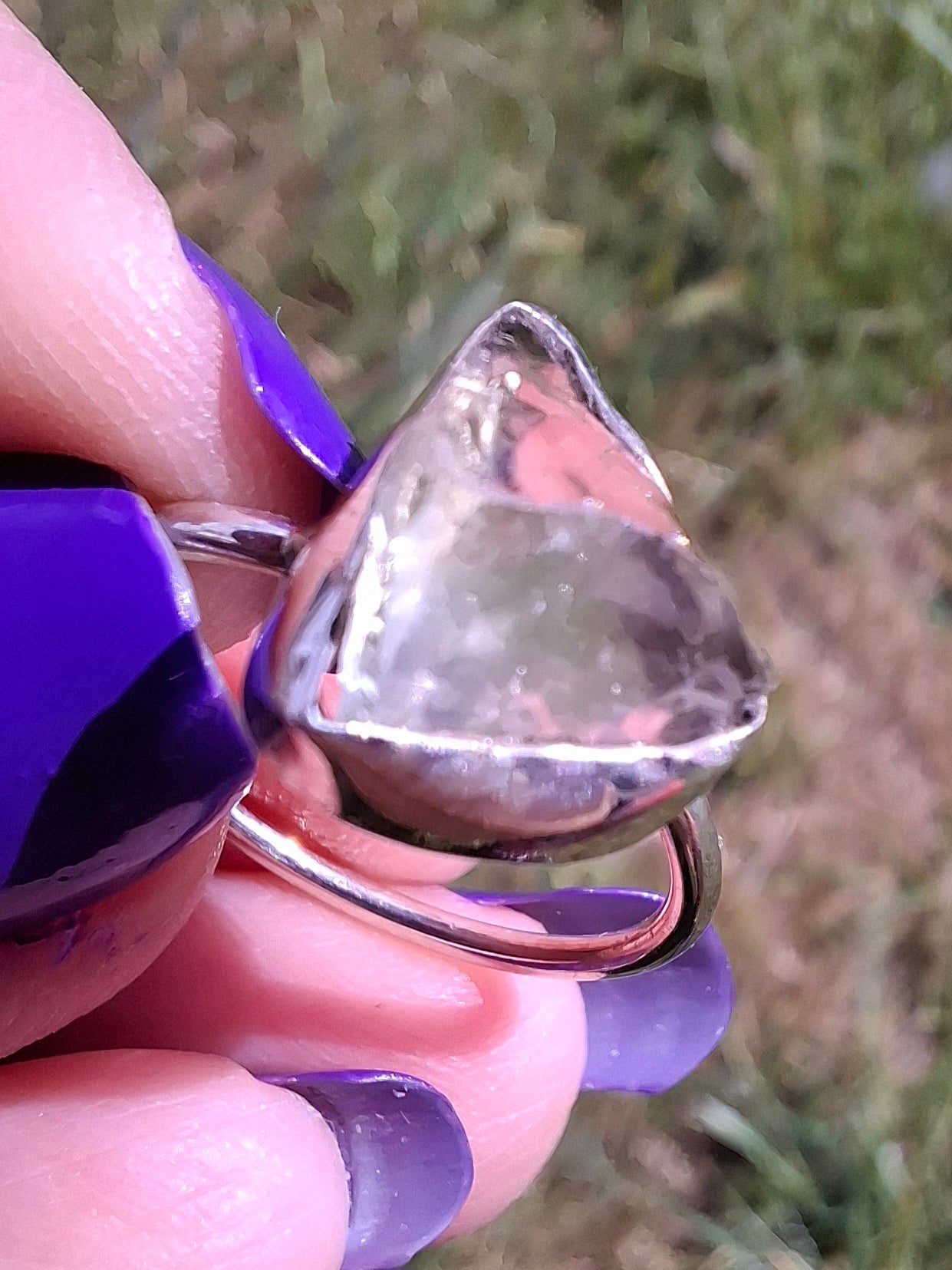 Libyan Desert Glass Ring, size small M, 925 Silver, Tektite (Ref: LR19)