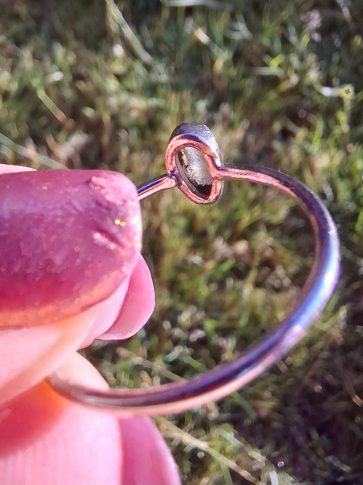 Moldavite Ring, size large T/small U, 925 Silver, Tektite (Ref: R71)