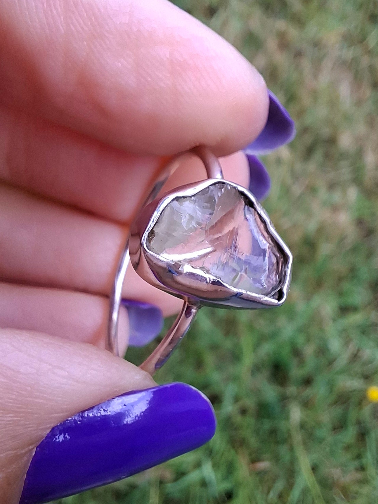 Libyan Desert Glass Ring, size large W, 925 Silver, Tektite (Ref: LR63)