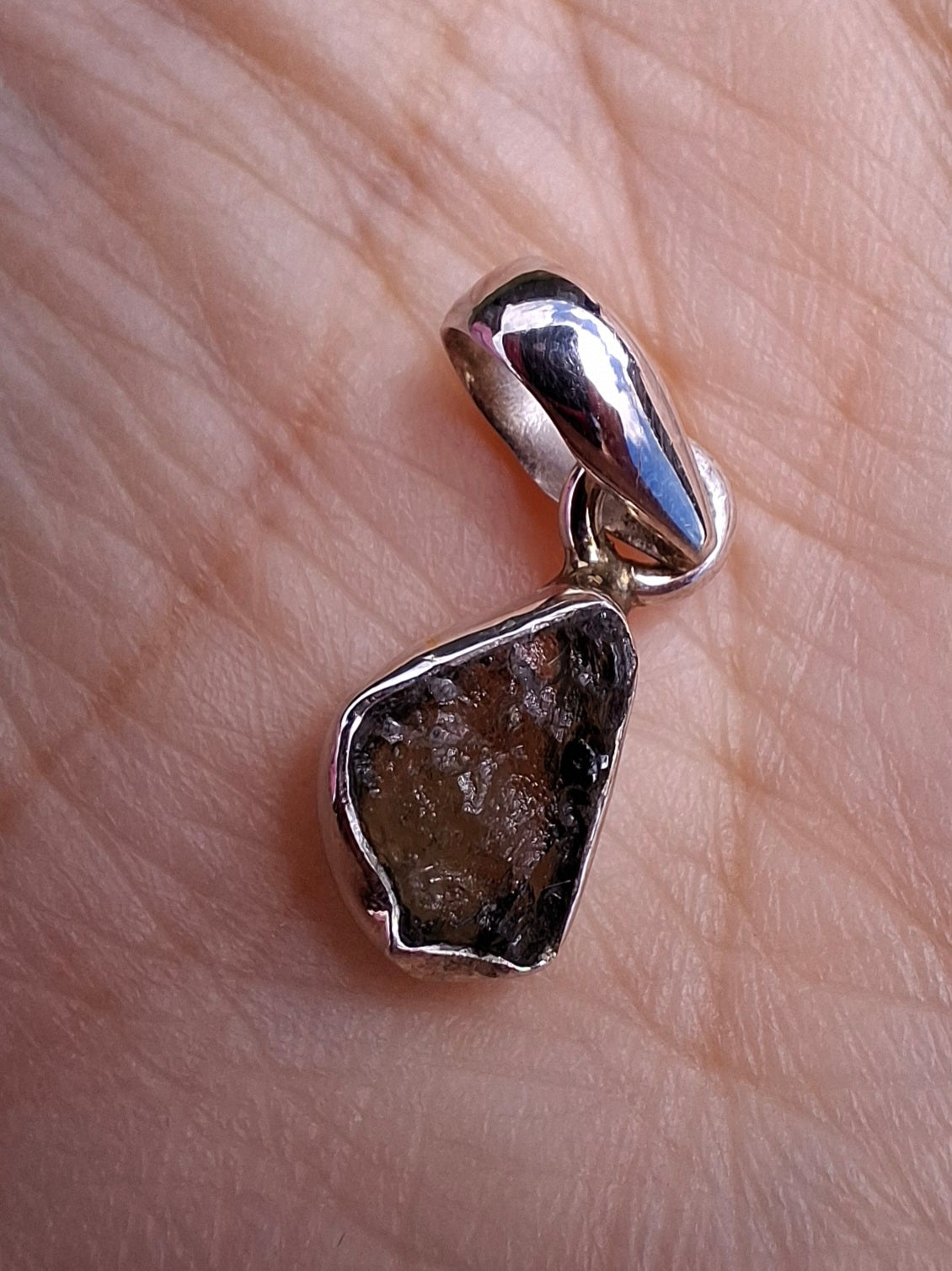 Moldavite Pendant, 925 Silver, Tektite (Ref: P76)
